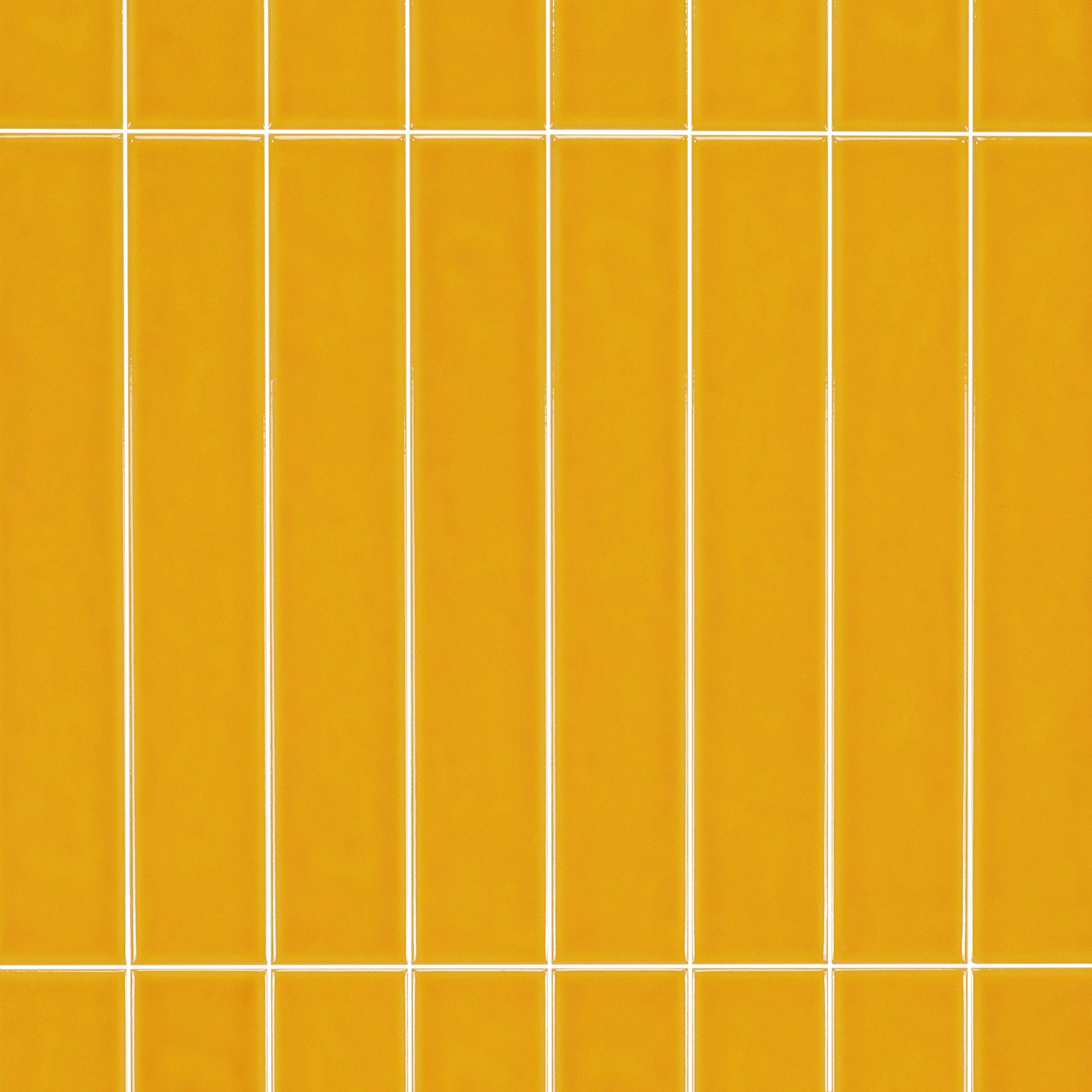 Marlowe Glossy Ceramic Tile in vibrant yellow with high gloss finish from Marlowe Ceramic Tiles and Small Format Tiles collections