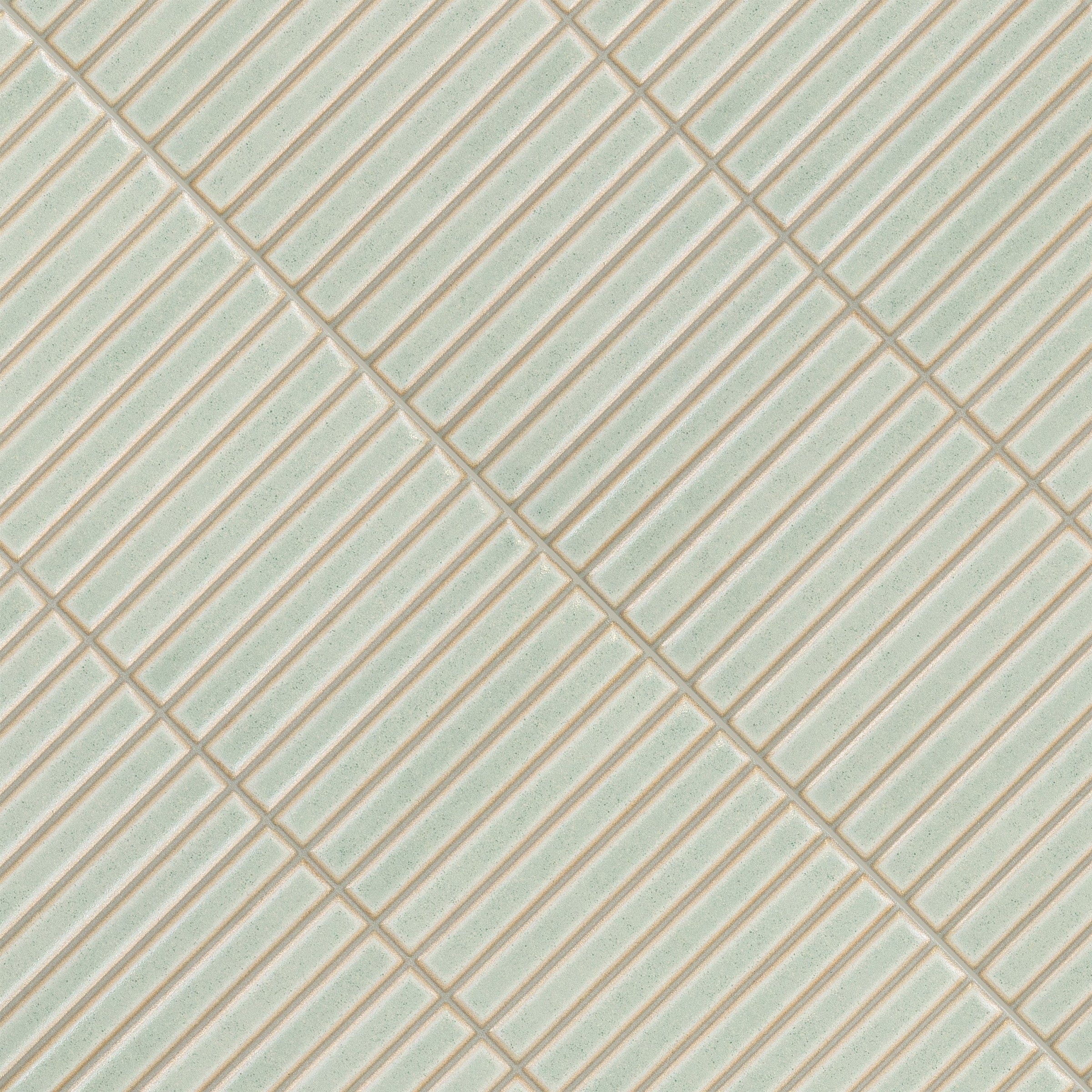 Apple 12x24 3D Glossy Porcelain Tile in muted green vertical flute pattern from Large Format Tiles and Porcelain collections