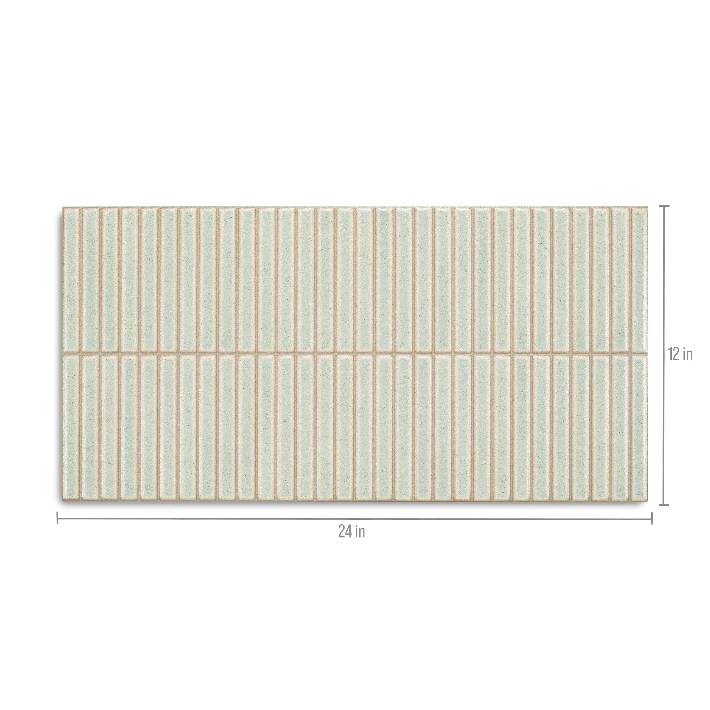 Apple 12x24 3D Glossy Porcelain Tile in muted green vertical flute pattern from Large Format Tiles and Porcelain collections