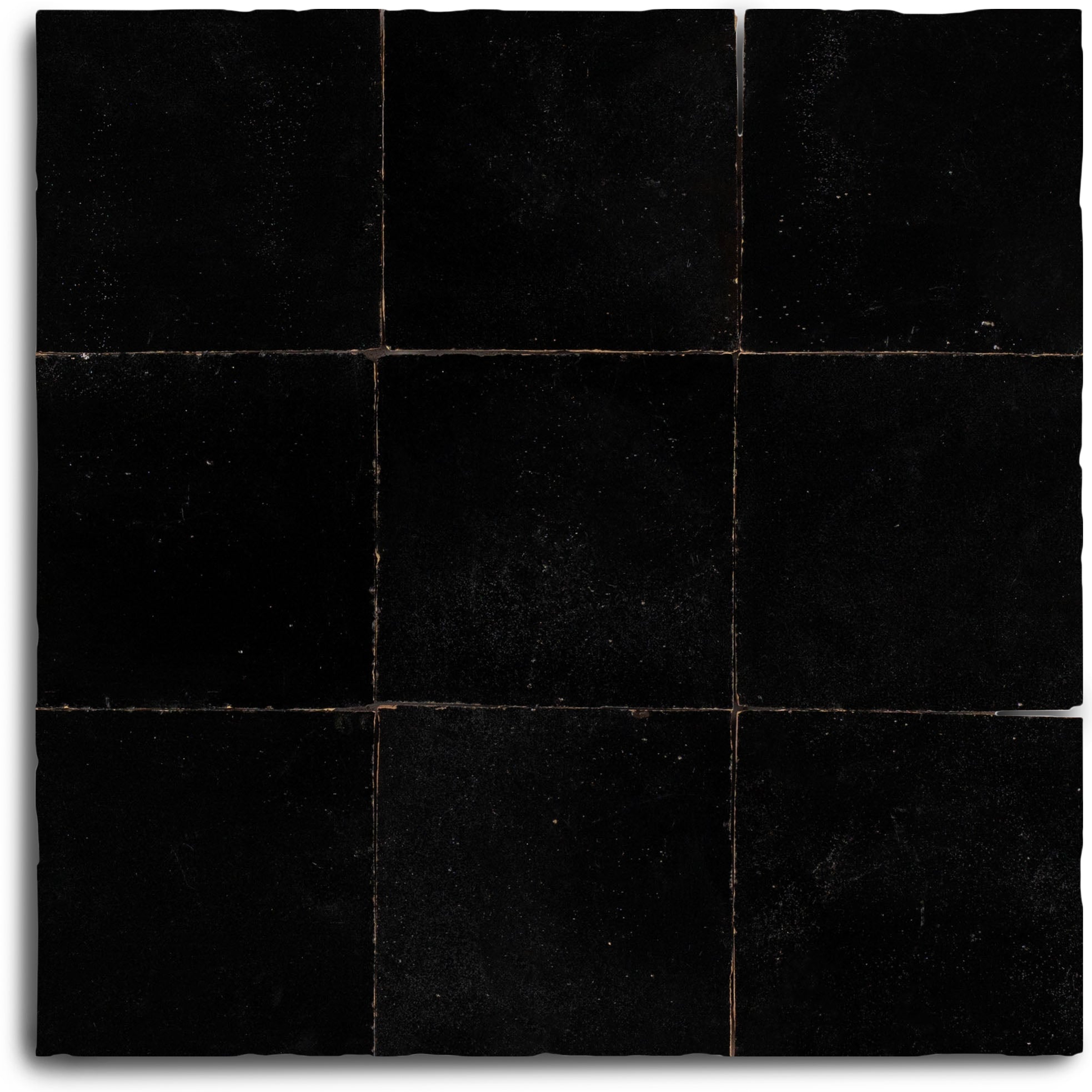 Black Glazed Zellige Tile with glossy handmade terracotta finish in Small Format Tiles and Handmade Moroccan Zellige Tiles collections