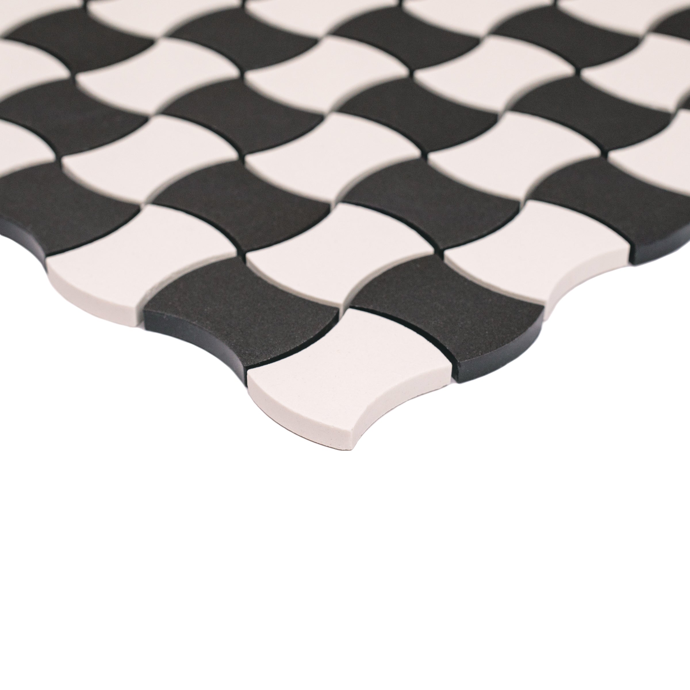 Black & White 12x12 Butterfly Porcelain Mosaic Tile Sample in Porcelain and Large Format - Porcelain Mosaic collection