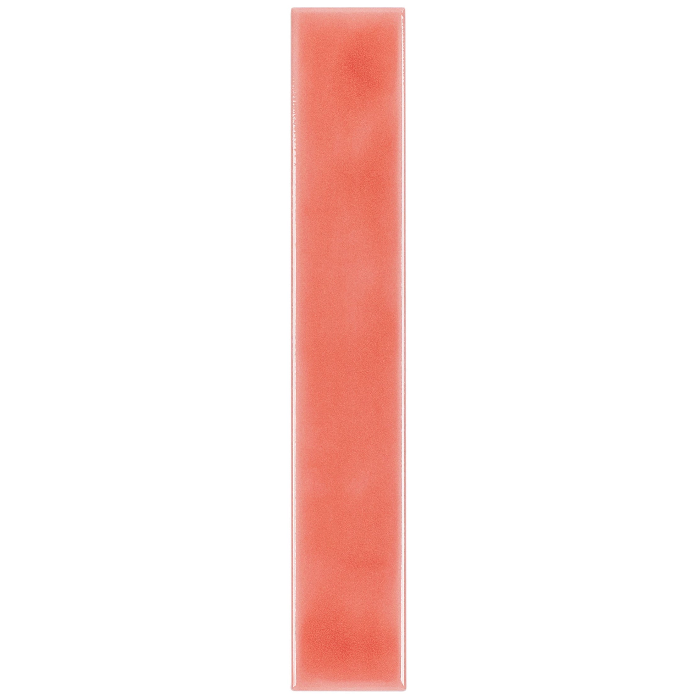 Bloom 2x12 Marlowe Glossy Ceramic Tile Sample in coral red from Ceramic SAMPLES ONLY, globally sourced for your imagination.