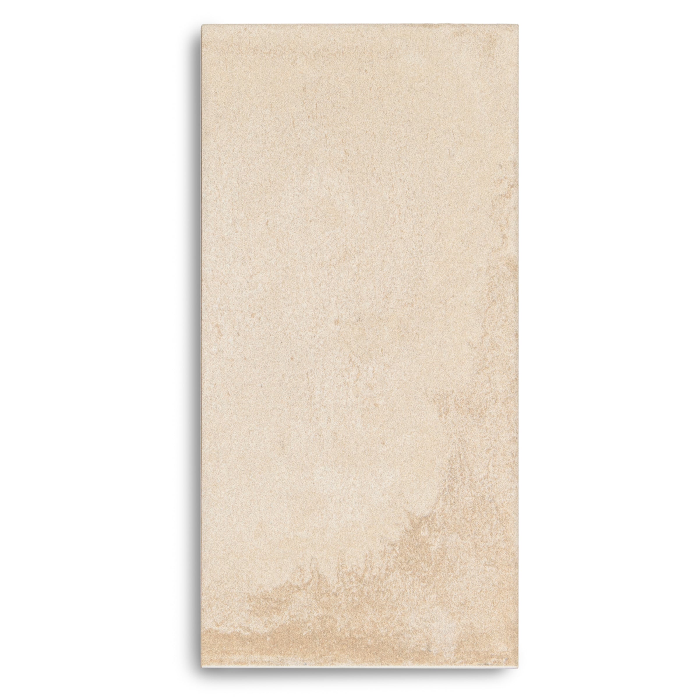 Rectangular porcelain tile in natural beige tone with a smooth matte finish and subtle textured details