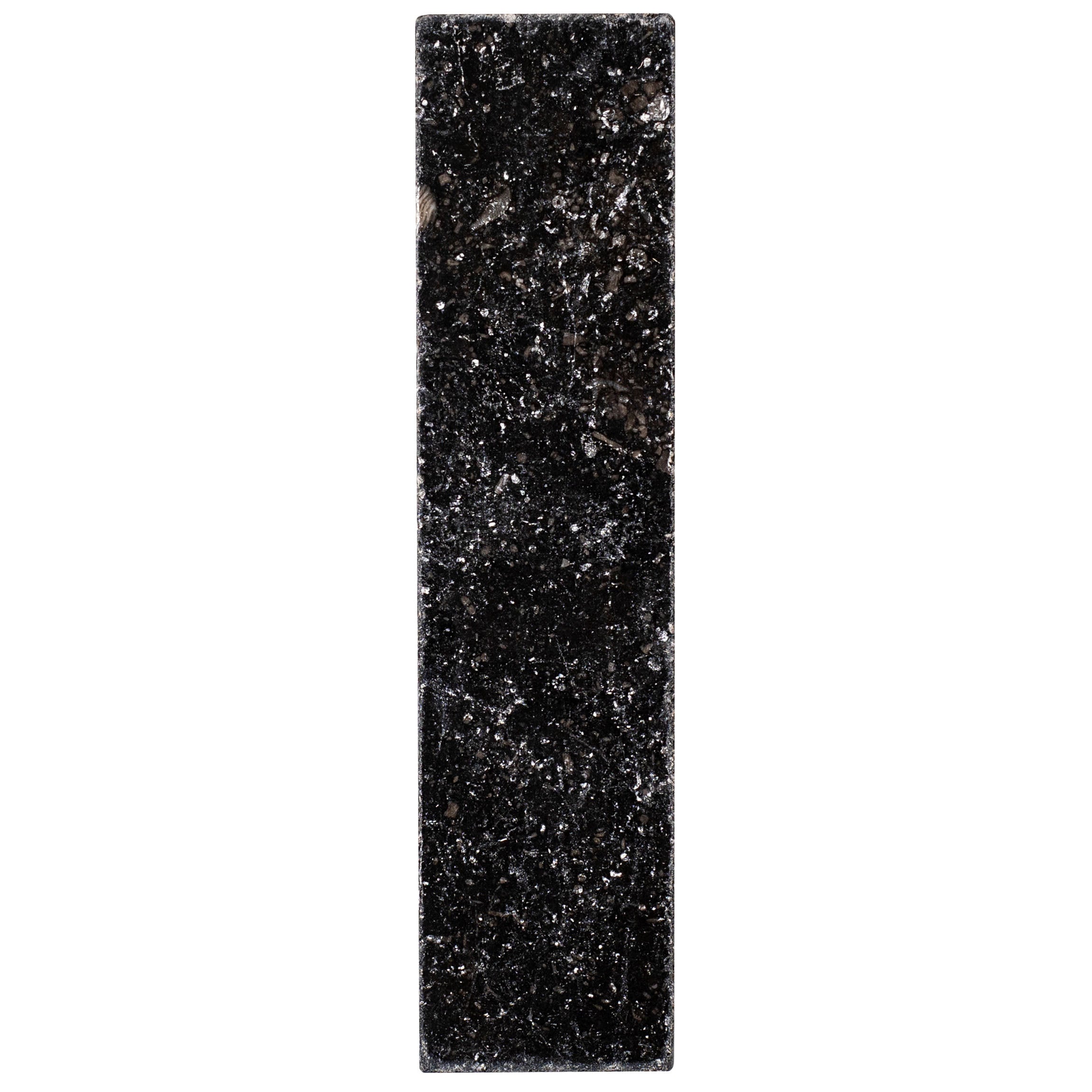 Belgian Blue 2x8 Tumbled Stone Tile Sample in black with textured surface from SAMPLES ONLY collection by Reno Source