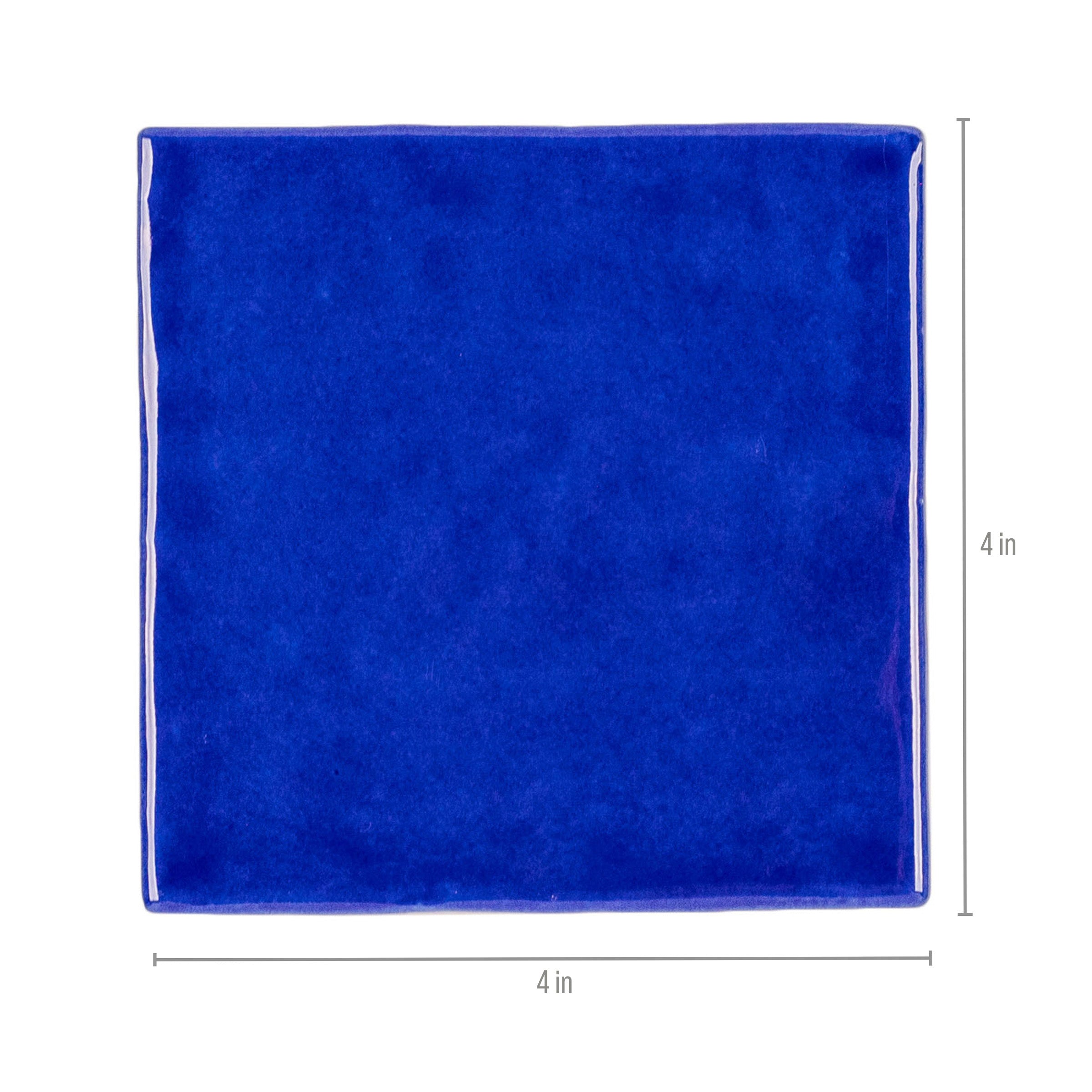 Sapphire Glossy Ceramic Tile in rich blue with a handcrafted zellige style from Small Format Tiles and Zel Glazed Ceramic Tiles collections