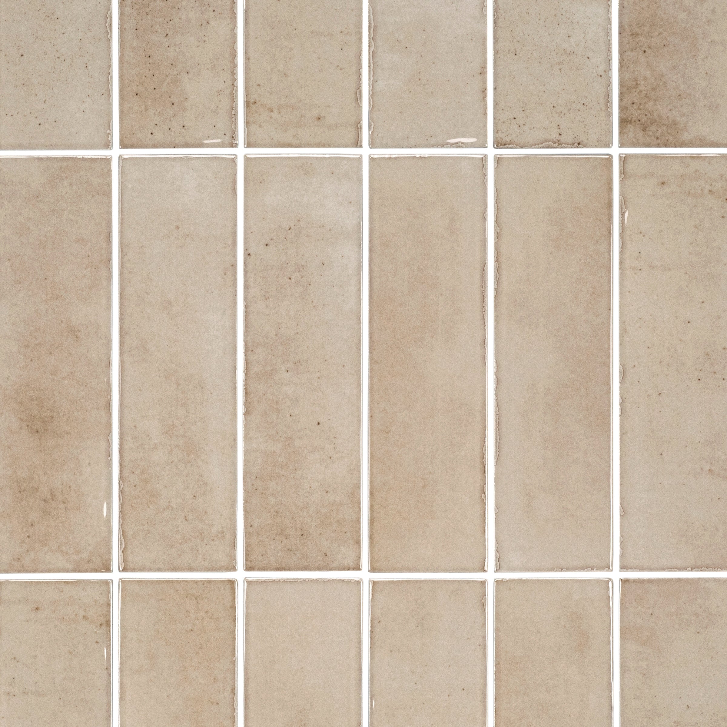 Shallow Glossy Porcelain Tile in beige with subtle striped recessed lines from Small Format Tiles, Porcelain, New Arrivals, GREY collections