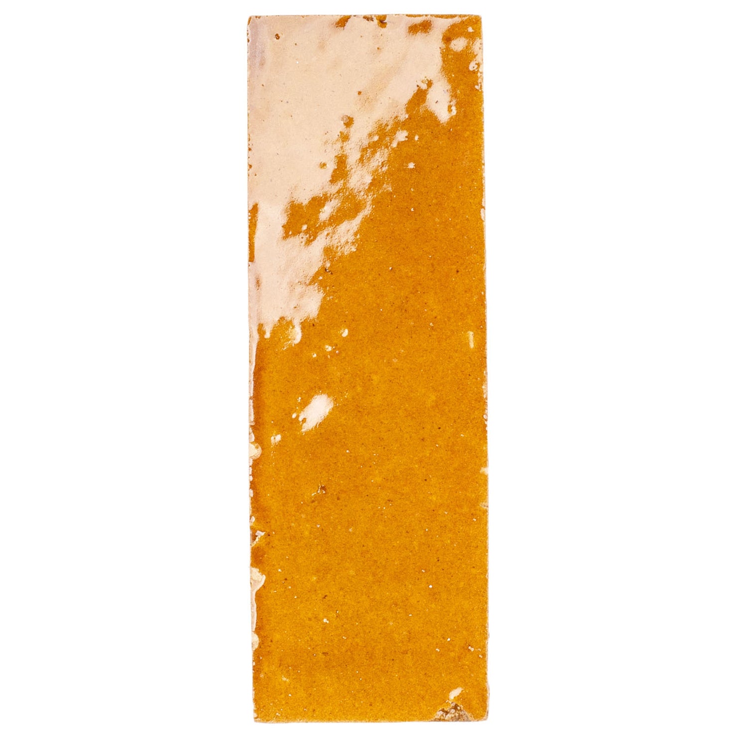 Caramel 2x6 Glazed Zellige Tile Sample in warm amber glaze from SAMPLES ONLY collection, globally sourced style.