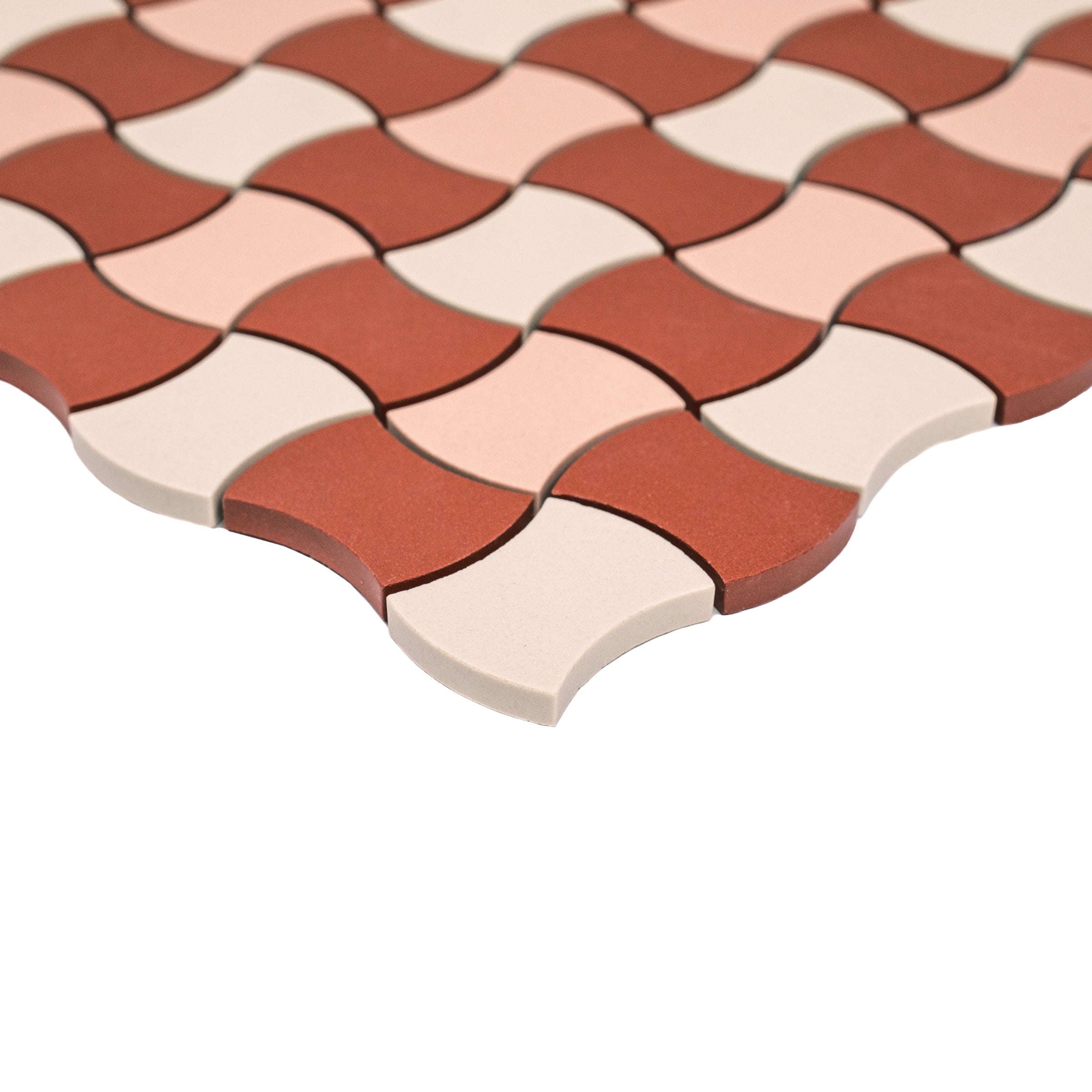 Cotto Cream Pink 12x12 Butterfly Porcelain Mosaic Tile Sample in Porcelain and Large Format - Porcelain Mosaic collections