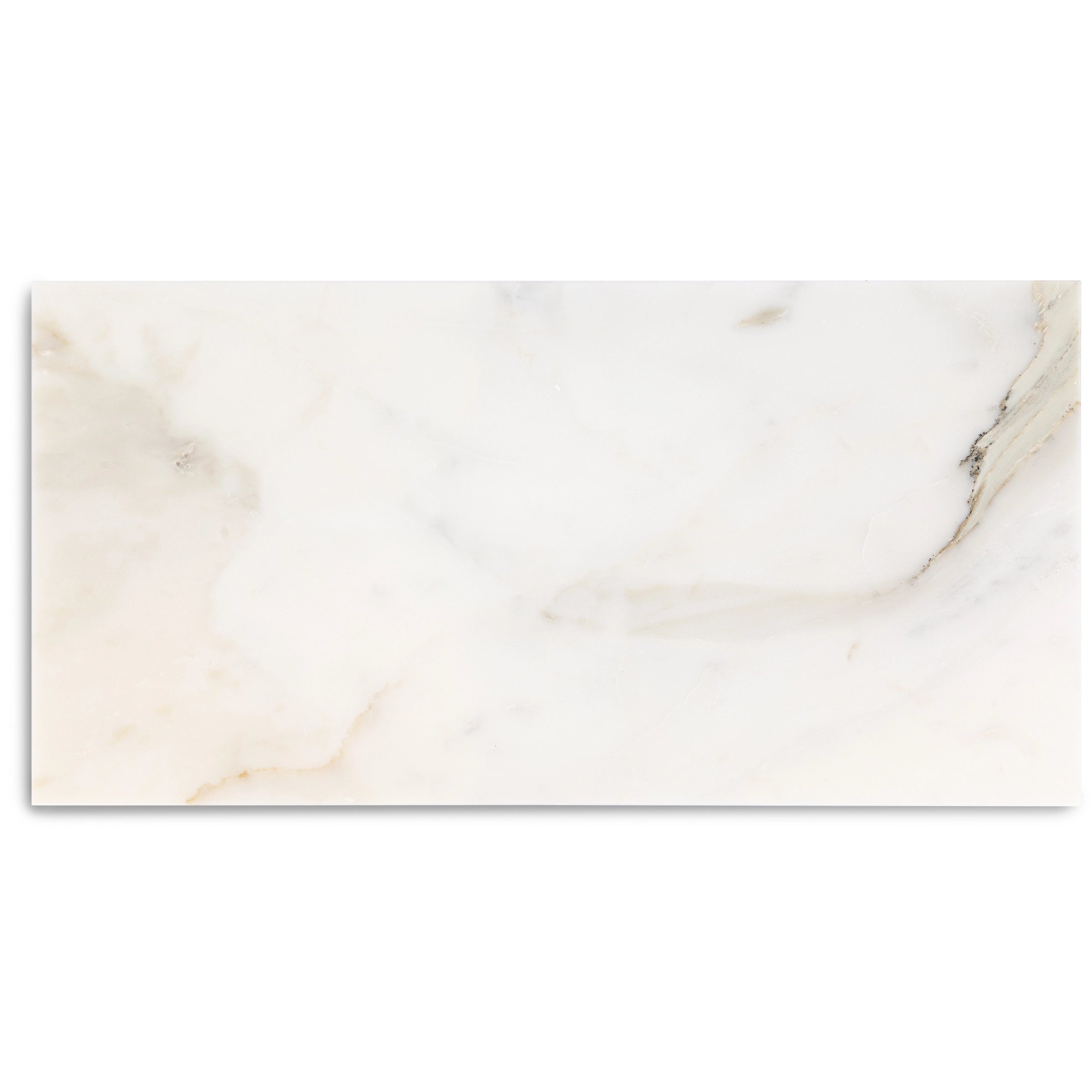 Smooth honed tile with creamy white background and soft subtle veining in warm beige and gray tones