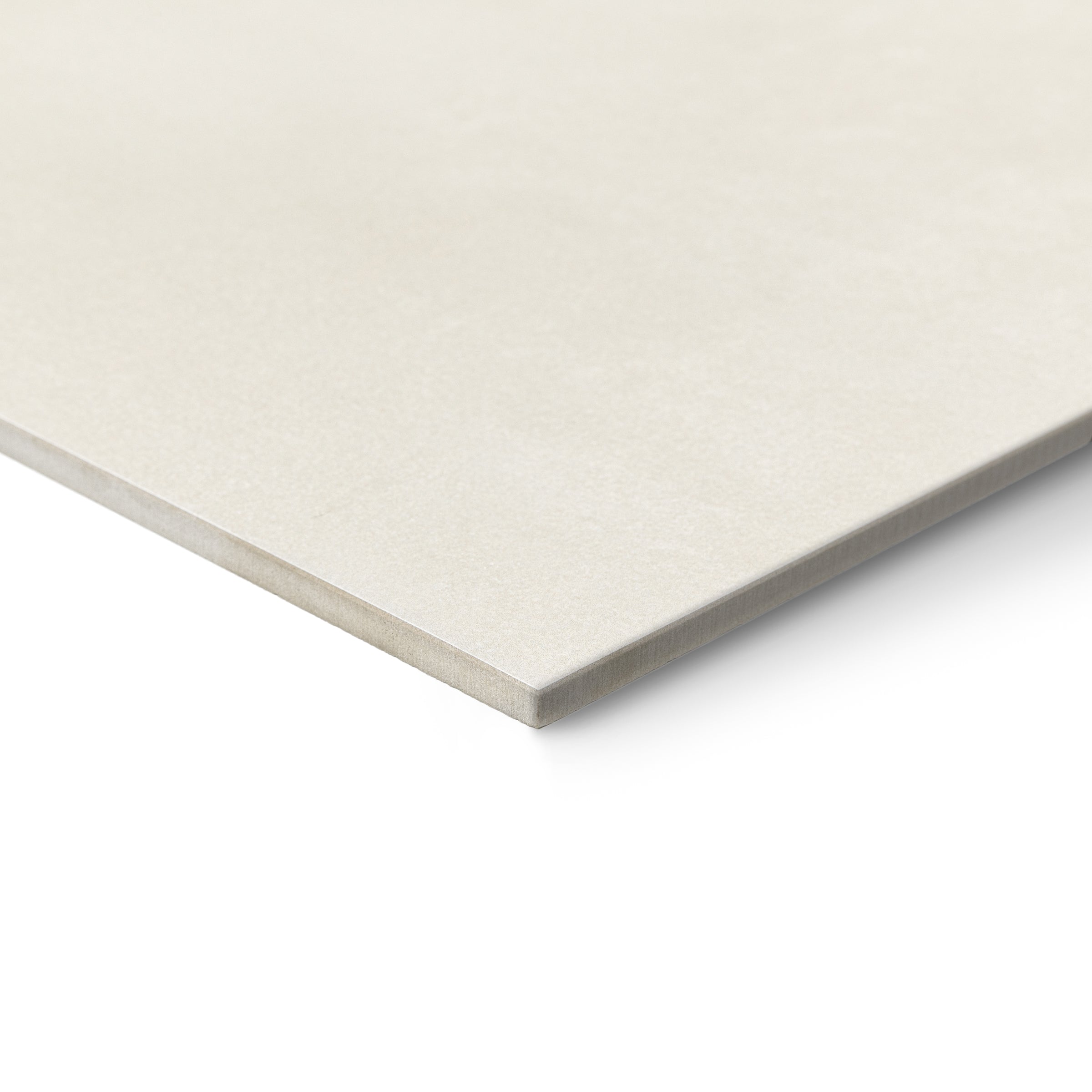Cream square tile slab with a subtly textured surface and exposed edge