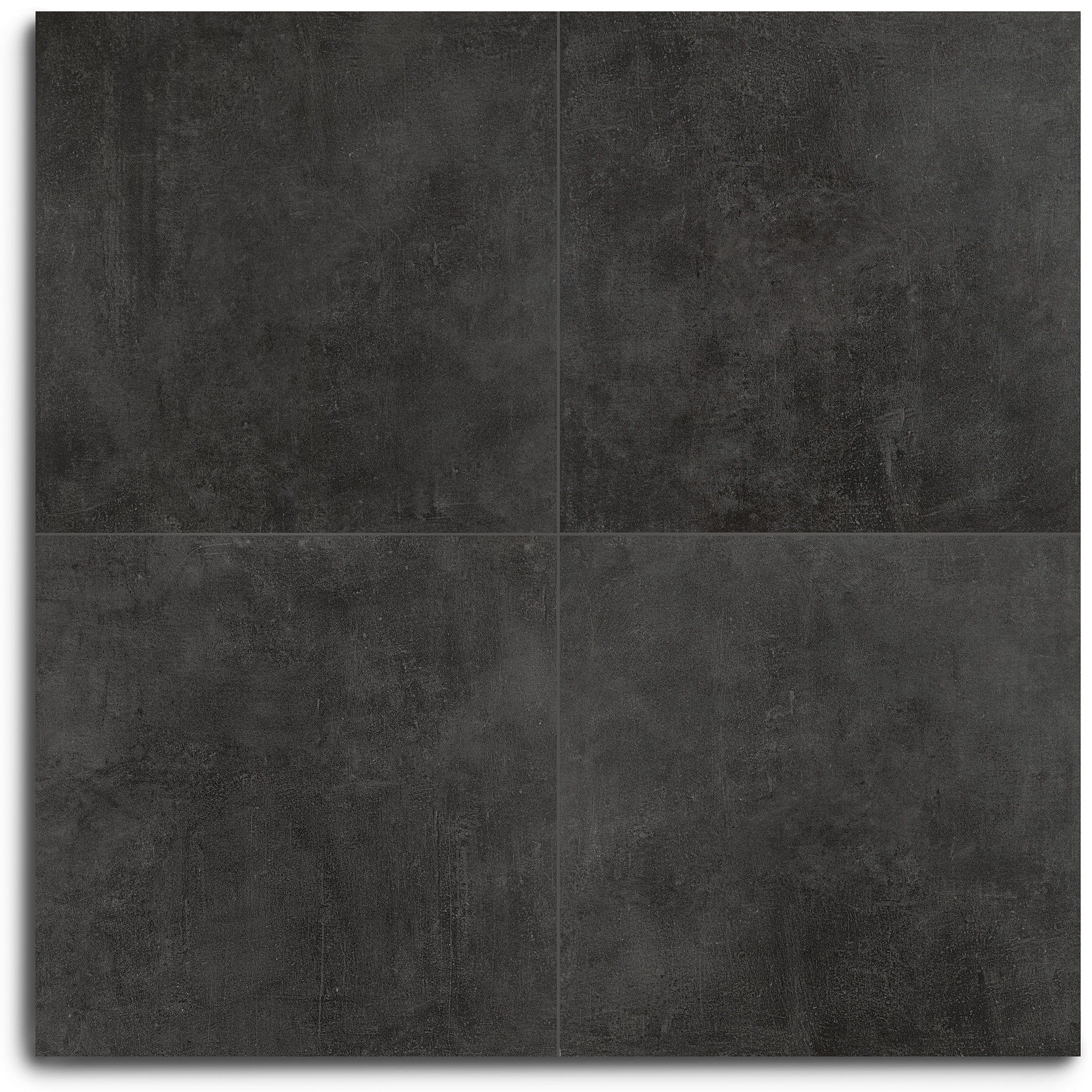 Calce Cement Look Porcelain Tile in dark charcoal with a textured concrete finish