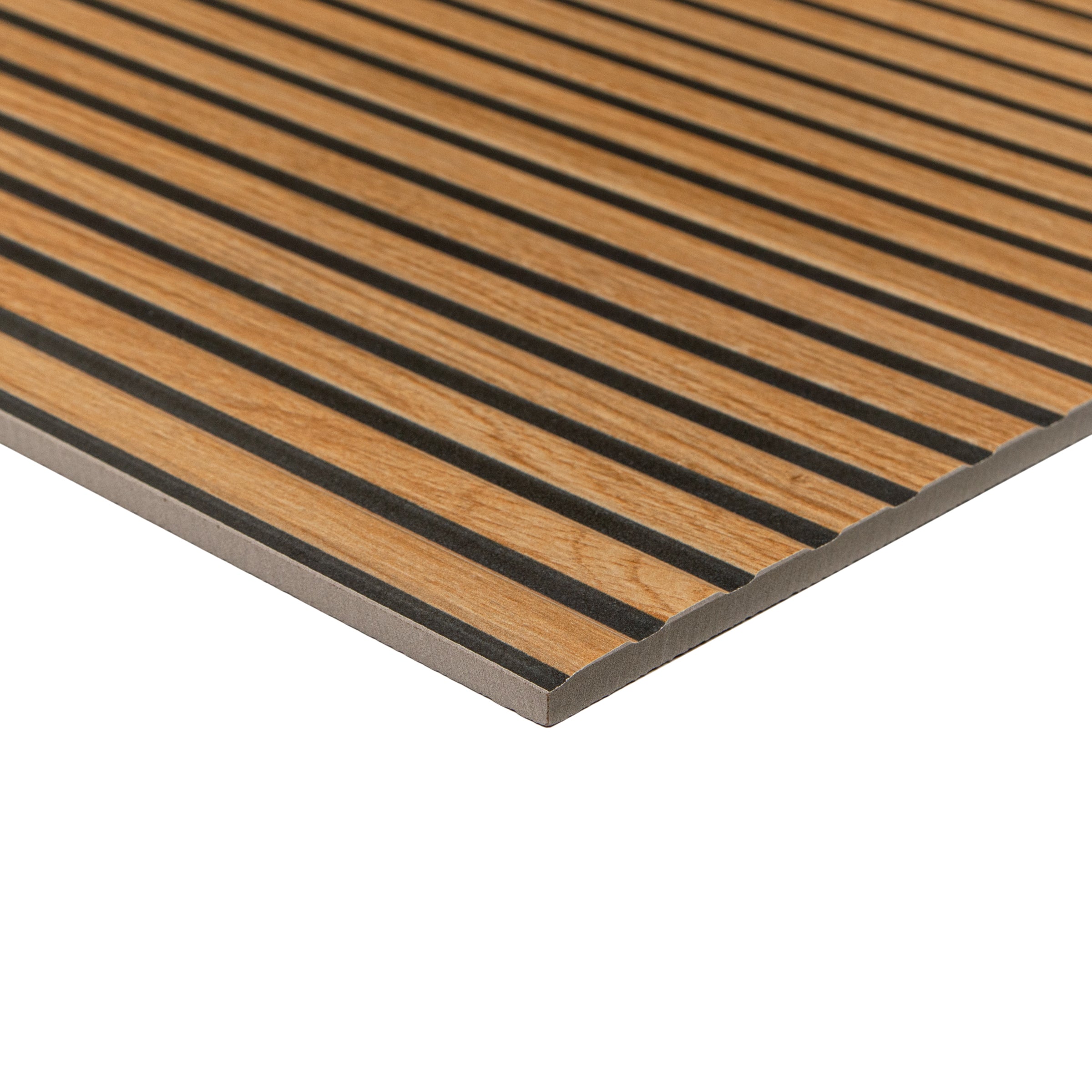 Honey Black Slats Wood Look Porcelain Tile Sample, striped design in porcelain tile from Porcelain SAMPLES ONLY collection.