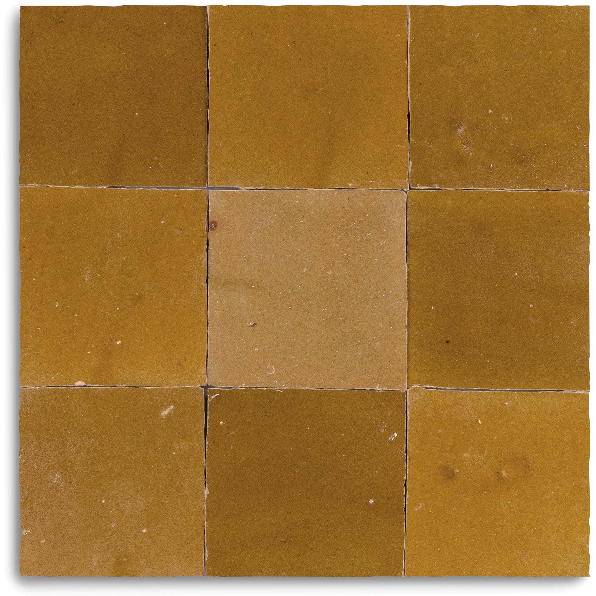 Caramel Glazed Zellige Tile in warm terracotta with rich yellow and brown tones for Small Format Tiles and Handmade Moroccan Zellige Tiles