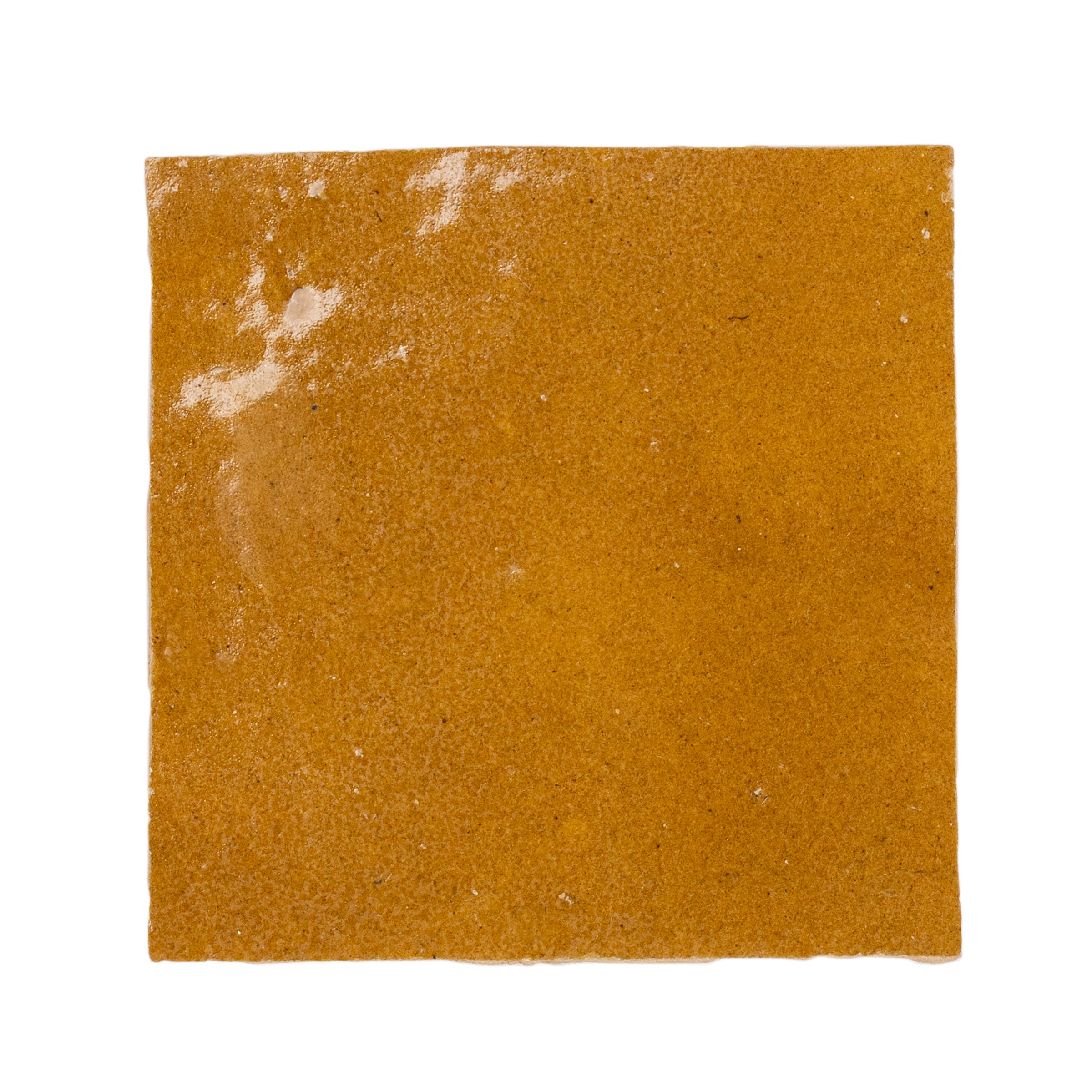 Caramel 4x4 Glazed Zellige Tile Sample in warm orange tone for flooring or wall surface from SAMPLES ONLY collection
