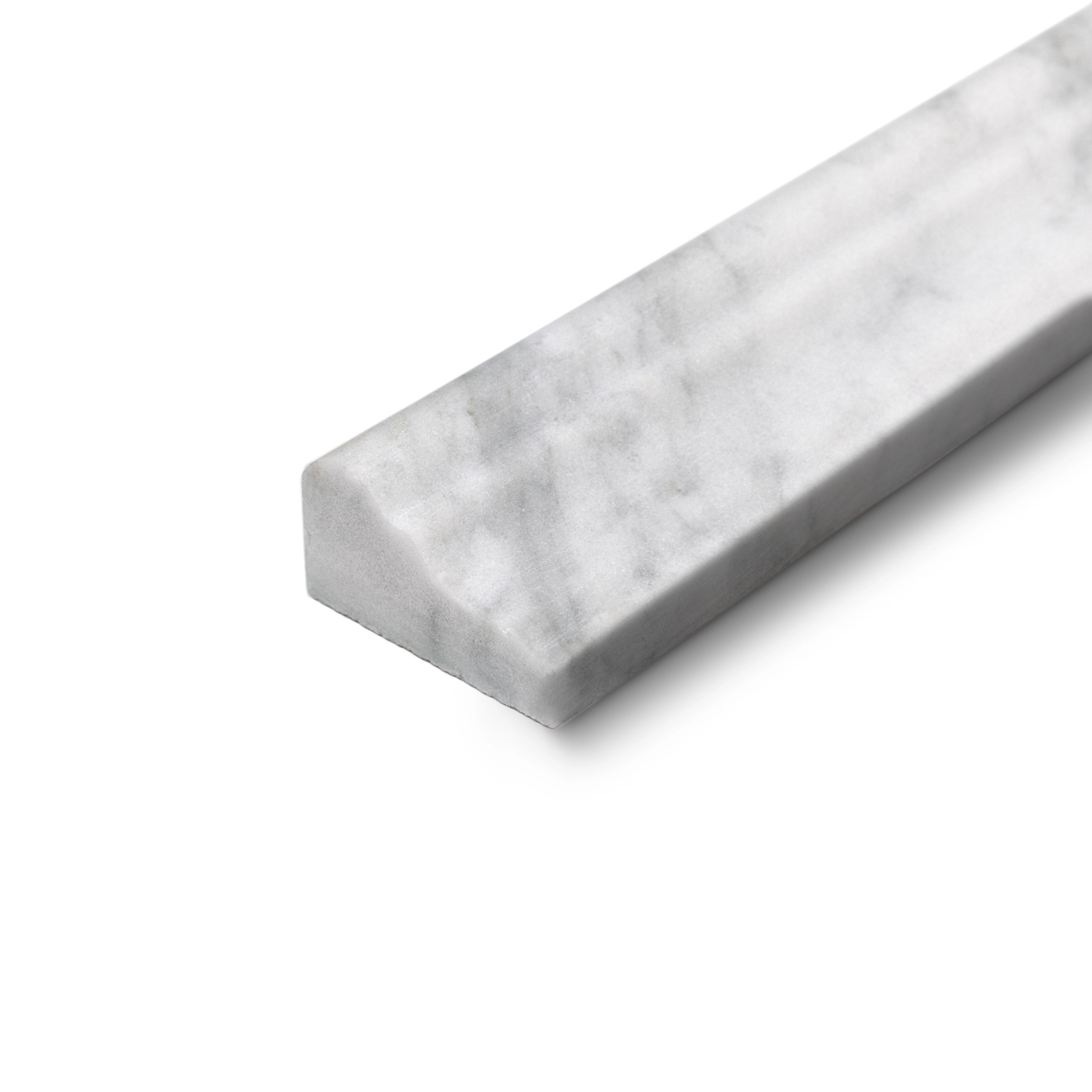 Carrara Chair Rail Trim in polished marble showcasing natural veining from the Marble Tiles and Stone collection