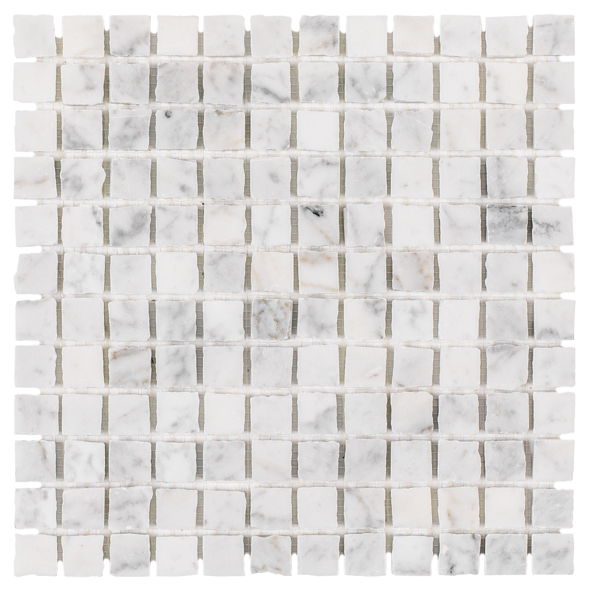 Carrara 1x1 Hand Chipped Marble Mosaic in gray and white tones from Marble Tiles, Stone, New Arrivals collections
