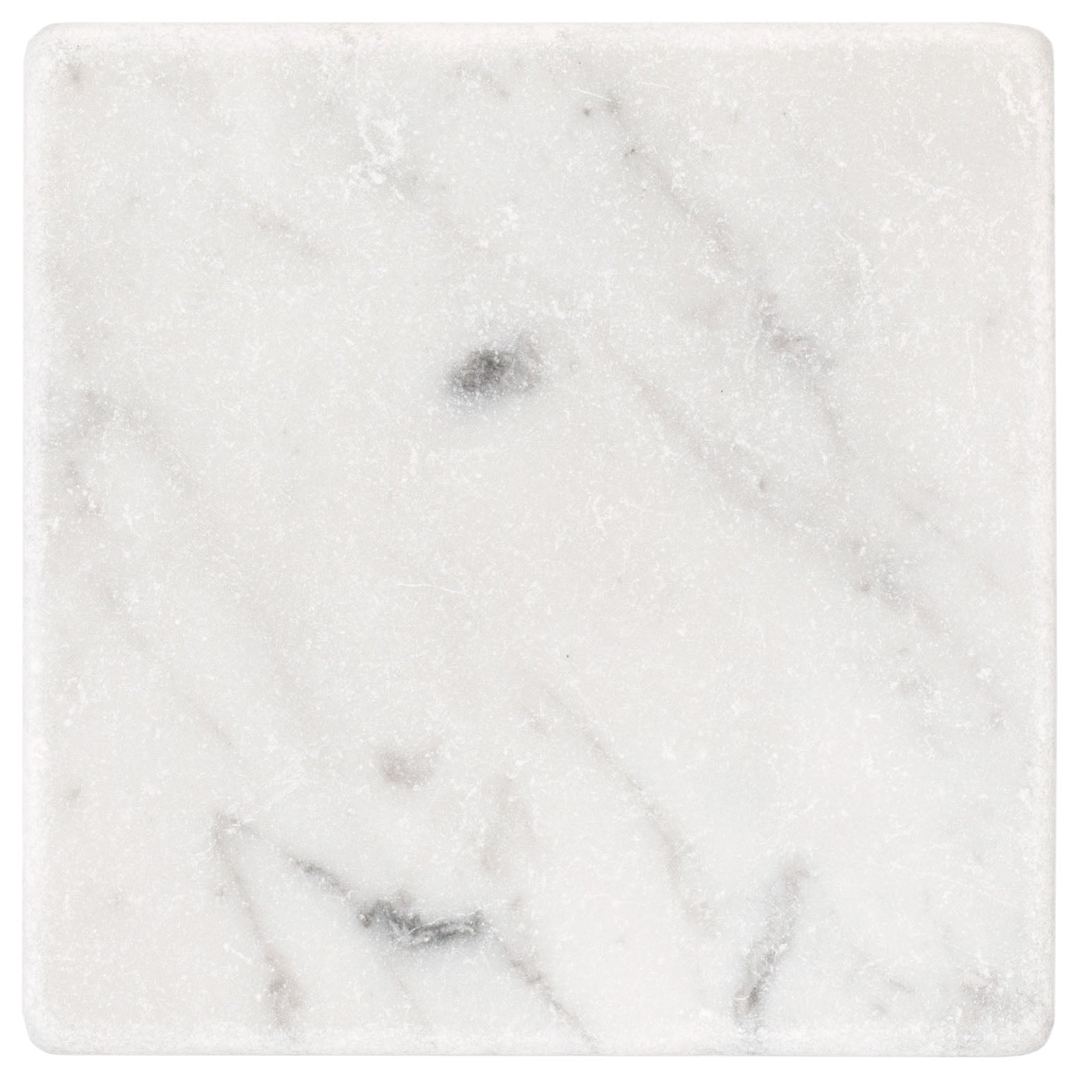 Carrara 4x4 Tumbled Marble Tile Sample from SAMPLES ONLY collection with natural stone veining and texture