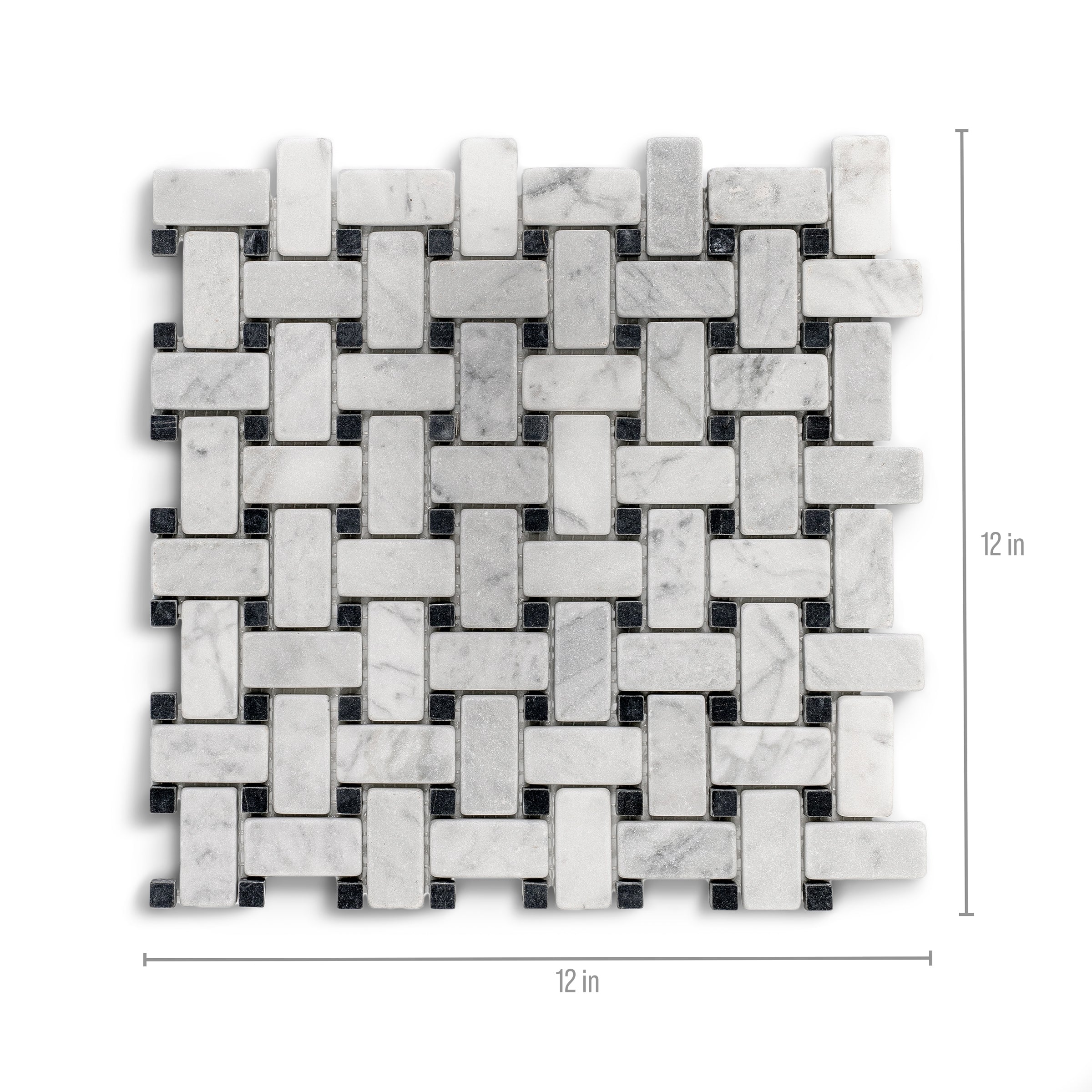 Carrara Tumbled Basketweave Marble Mosaic