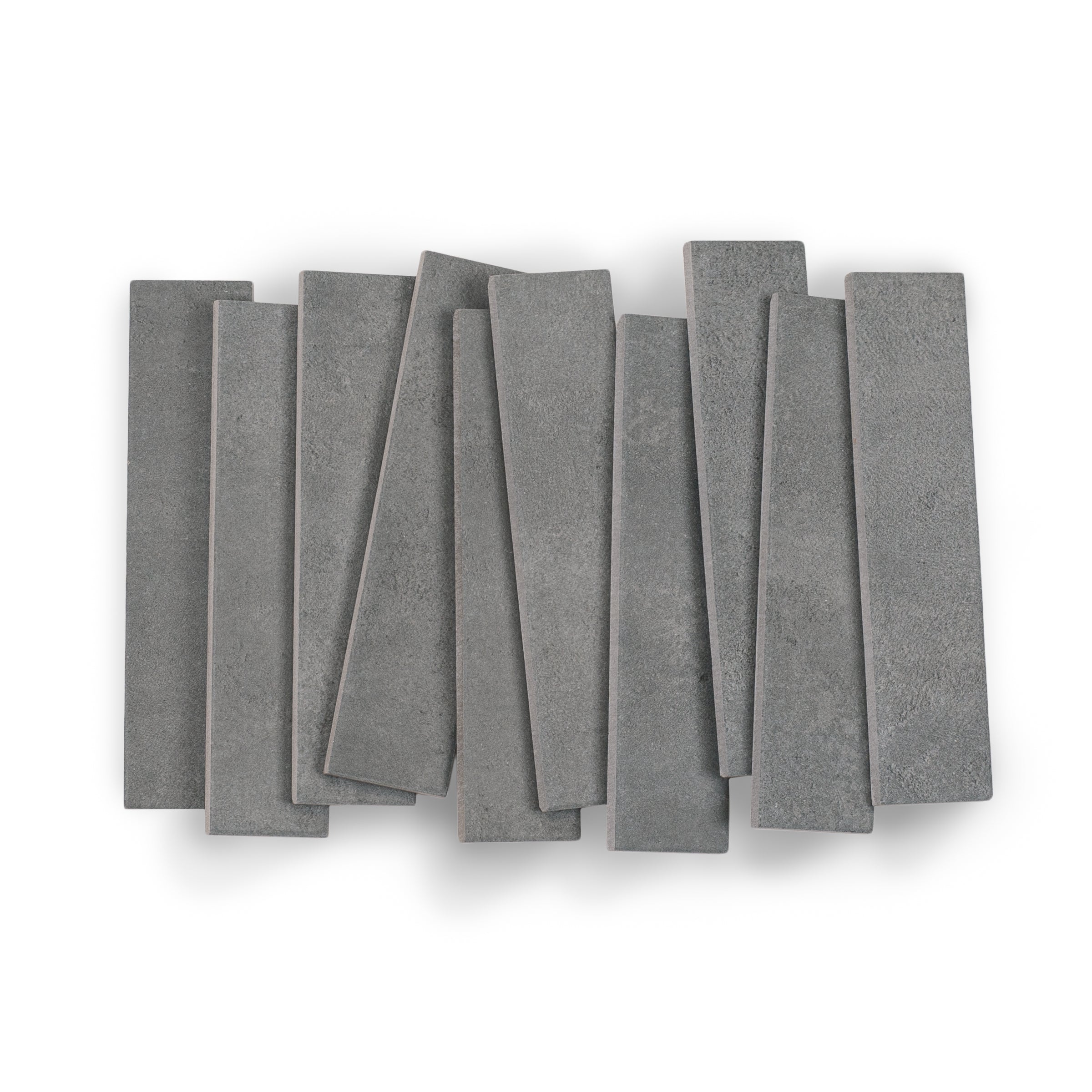 Charcoal Matte Porcelain Tile in black and gray tones, 2x8 subway format from Gaia Porcelain Tile and Small Format Tiles collections