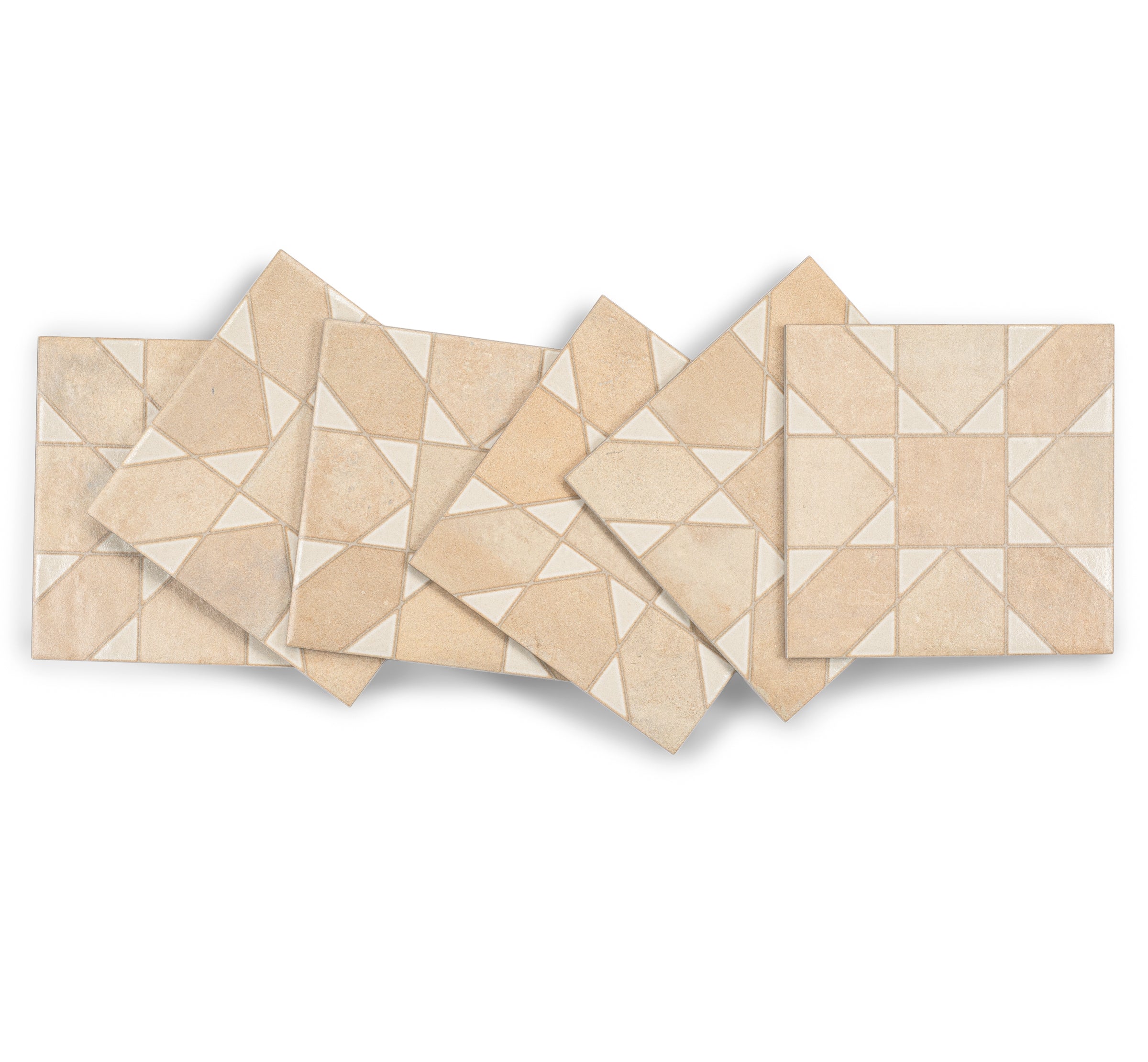 Chiaro Deco Terracotta Look Matte Porcelain Tile in sandy terracotta geometric pattern from Small Format Tiles and Cotto Editions collections