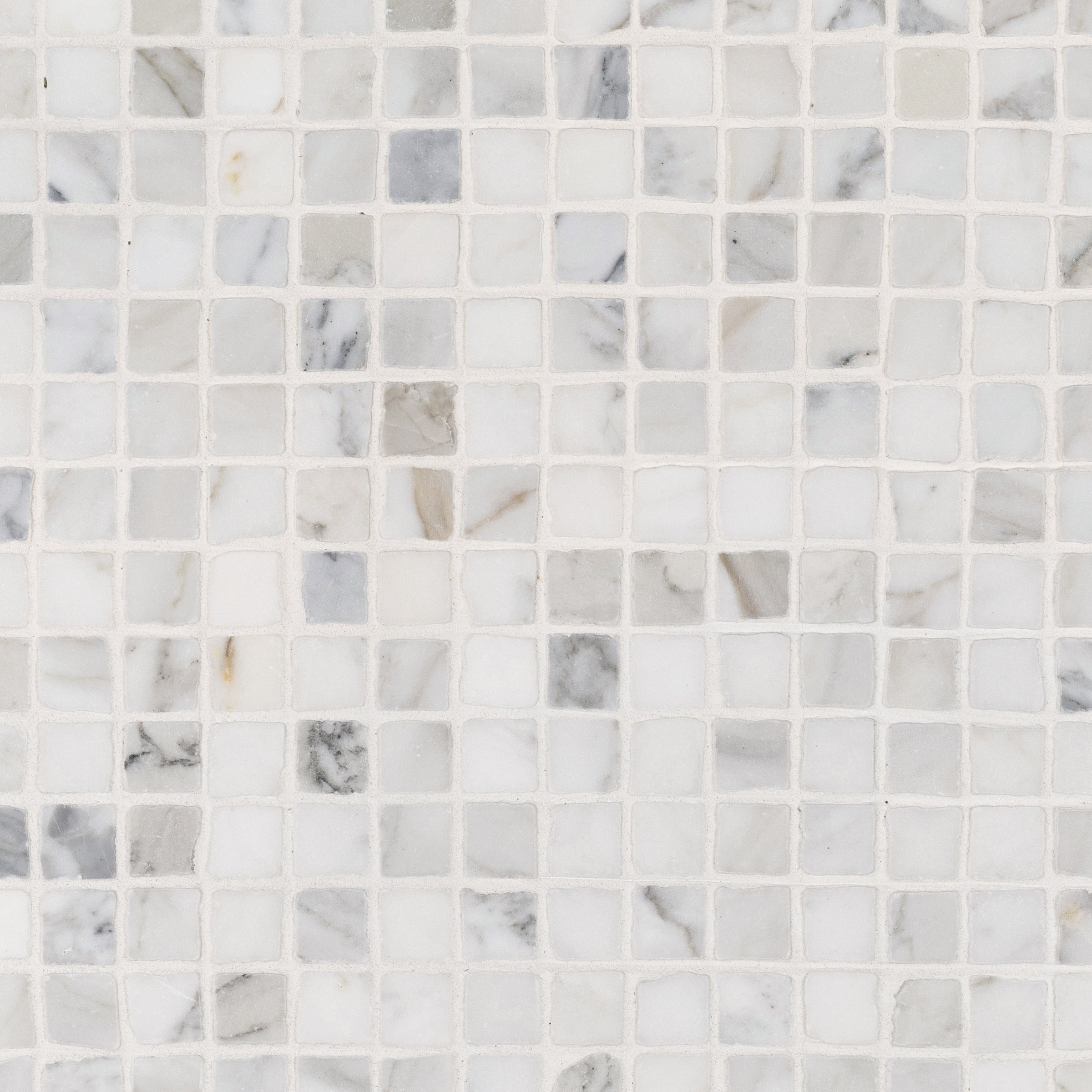 Calacatta 1x1 Hand Chipped Marble Mosaic
