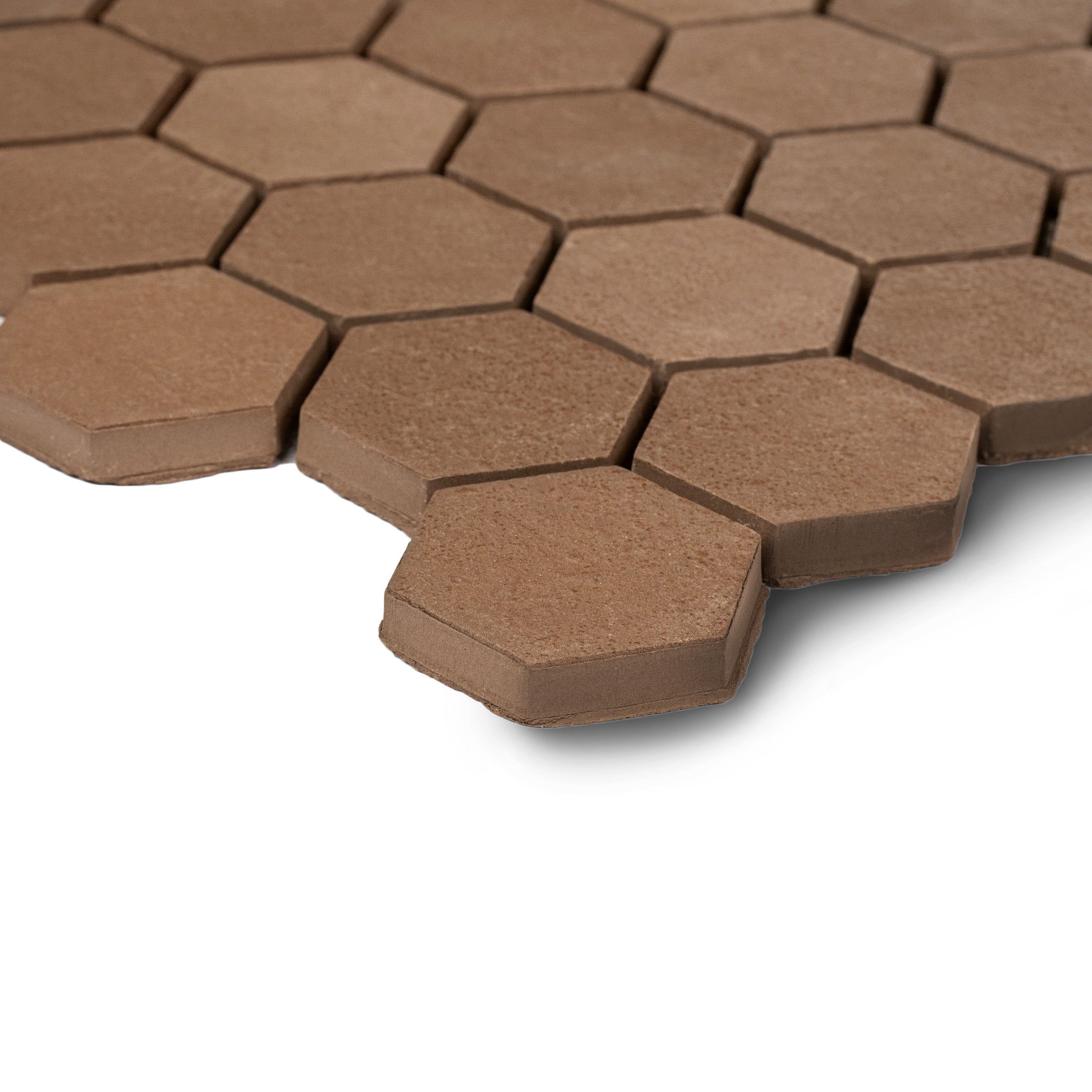 Chocolate 2" Hexagon Textured Terracotta Mosaic