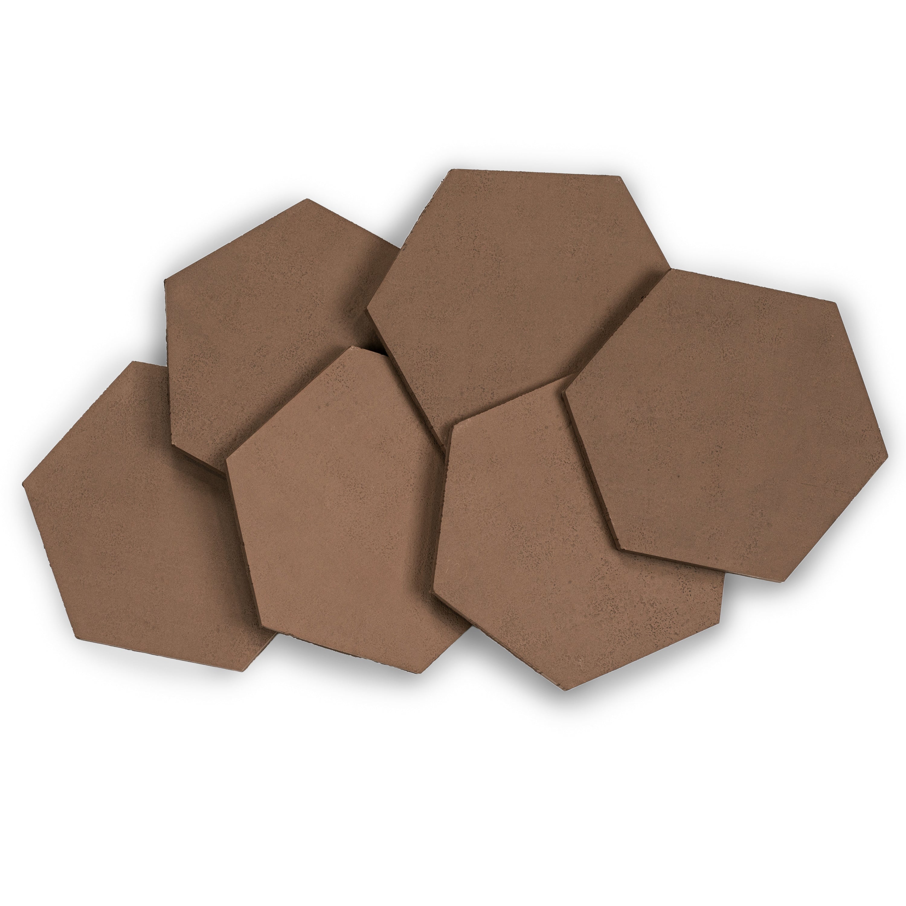 Chocolate Hexagon Textured Terracotta Tile in rich brown with natural variations from Cotto Colors Terracotta Tile and Small Format Tiles collections