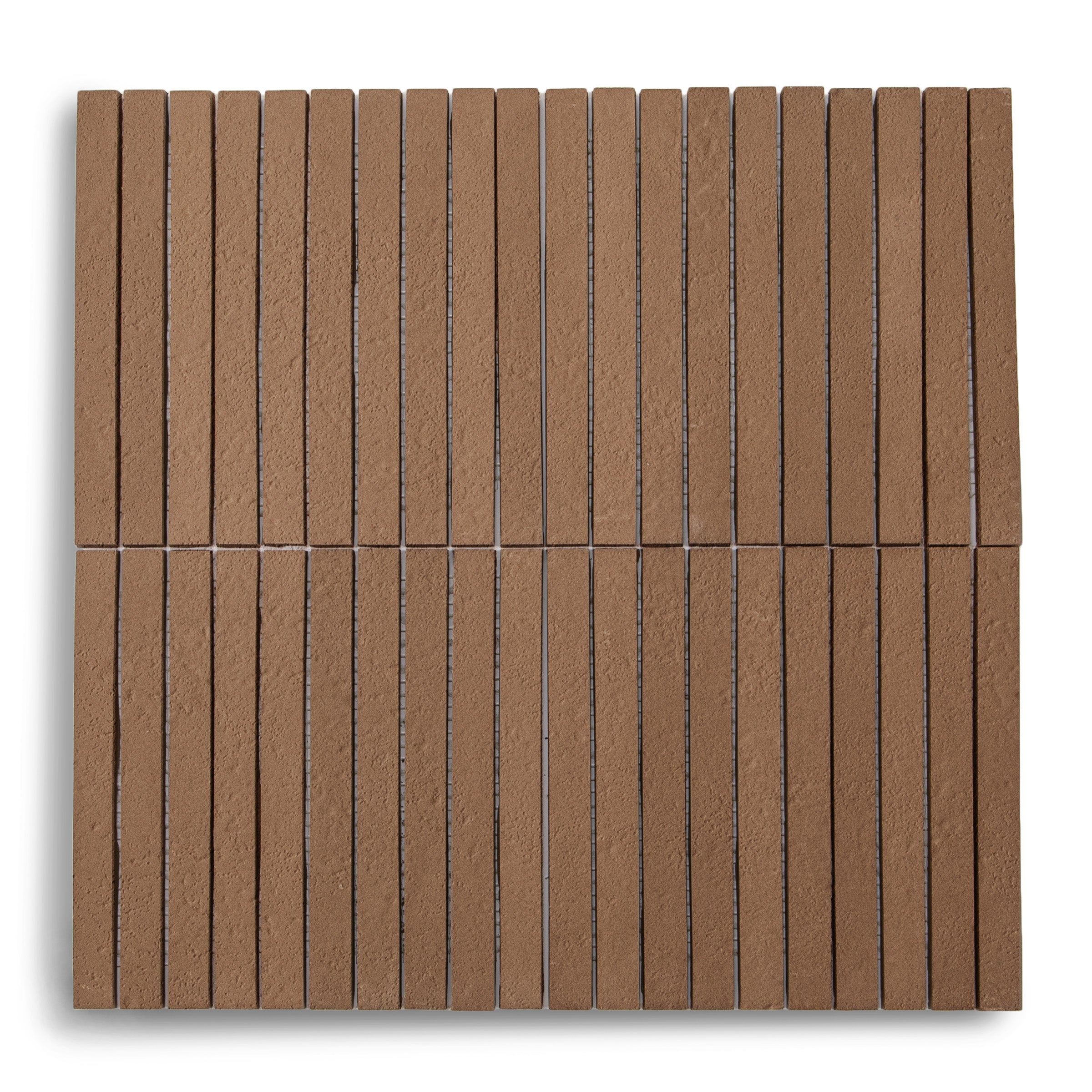 Chocolate Stripes Textured Terracotta Mosaic showing textured vertical strips in terracotta tile from Cotto Colors Terracotta Tile collection.