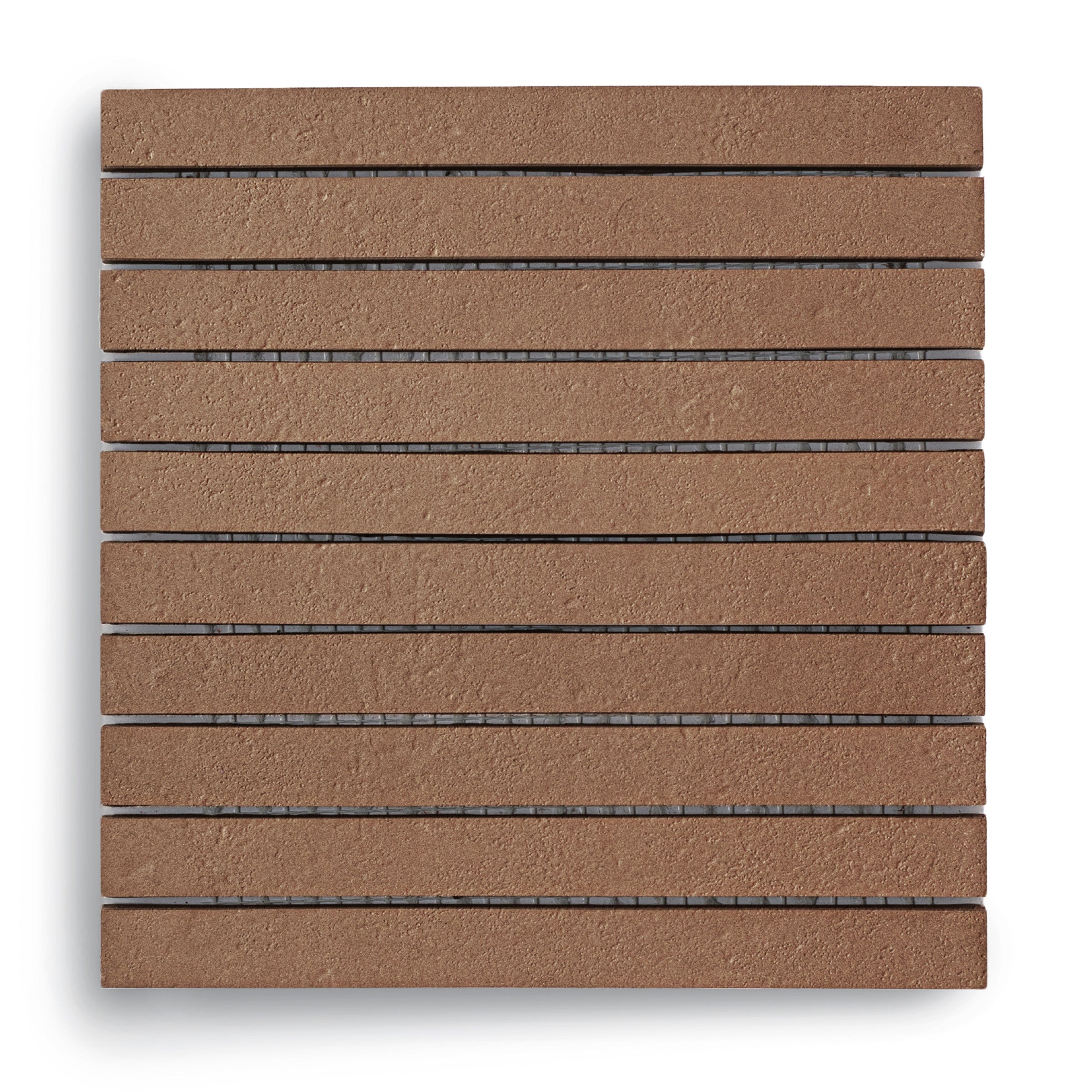 Chocolate Stripes Textured Terracotta Mosaic in terracotta color from Cotto Colors Terracotta Tile collection by Reno Source.