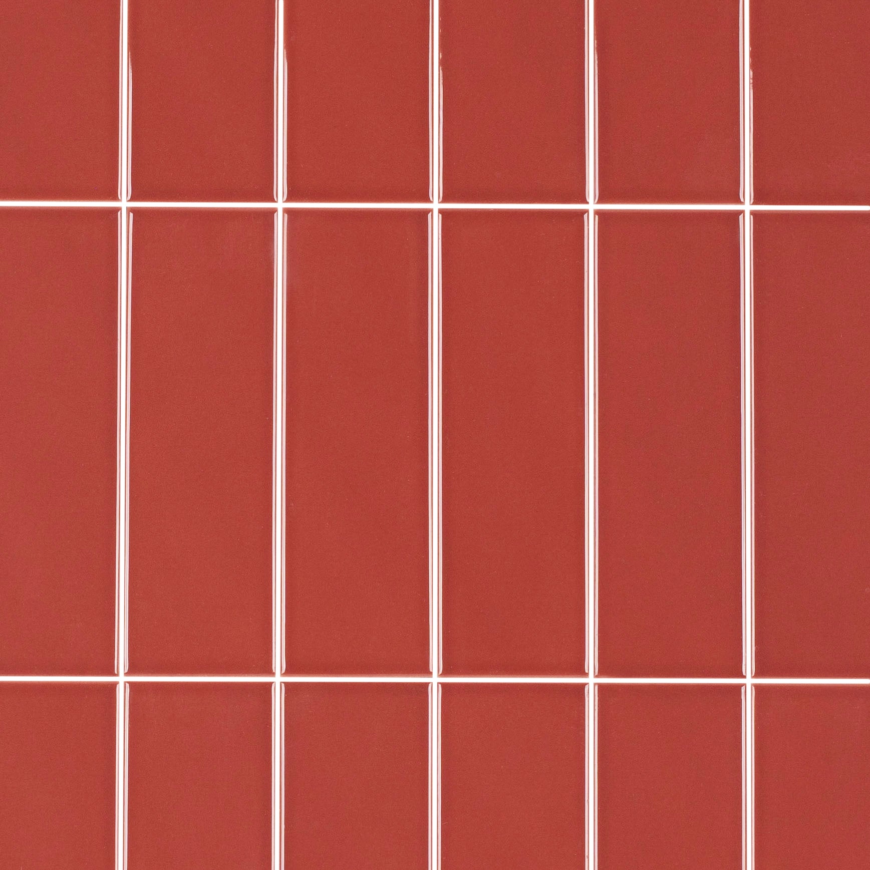 Colorblock Porcelain Tile in glossy cinnamon red with 2x6 format from Small Format Tiles New Arrivals Porcelain collection