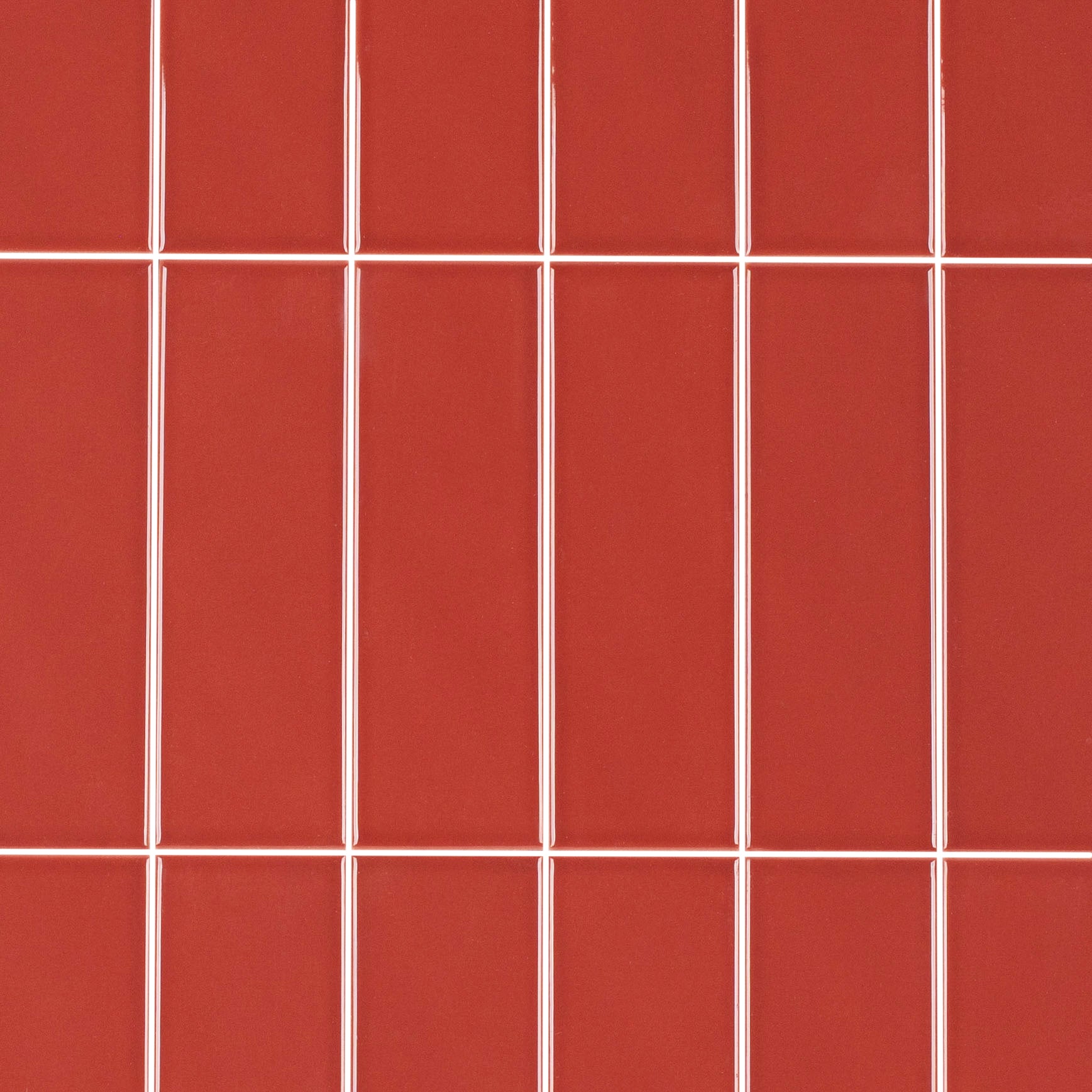 Colorblock Porcelain Tile in warm cinnamon red glossy finish with clean lines from Small Format Tiles New Arrivals Porcelain collection