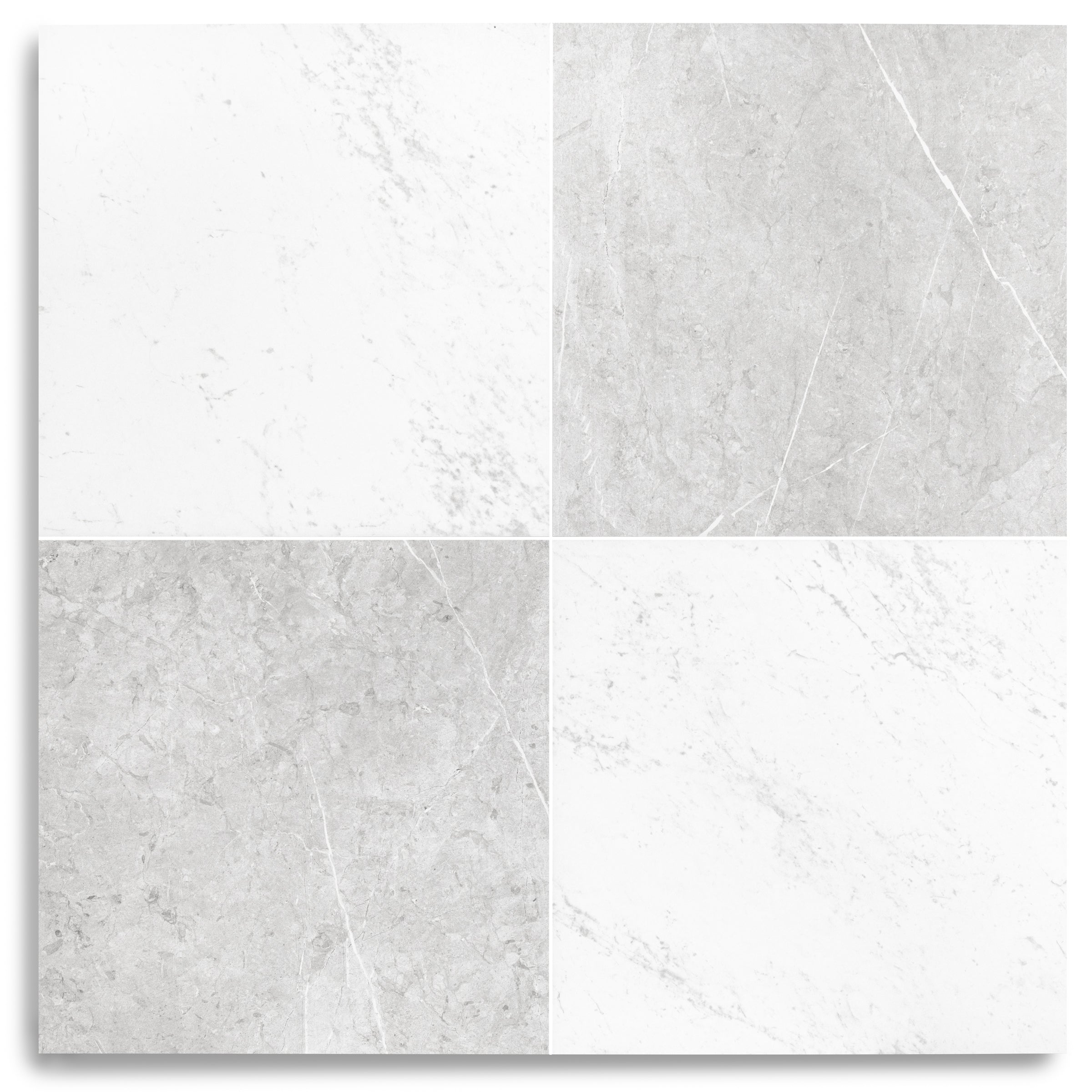 Classico Matte Marble Look Porcelain Checkerboard in gray and white tones from Large Format Tiles and Marble Editions Porcelain Tile collections