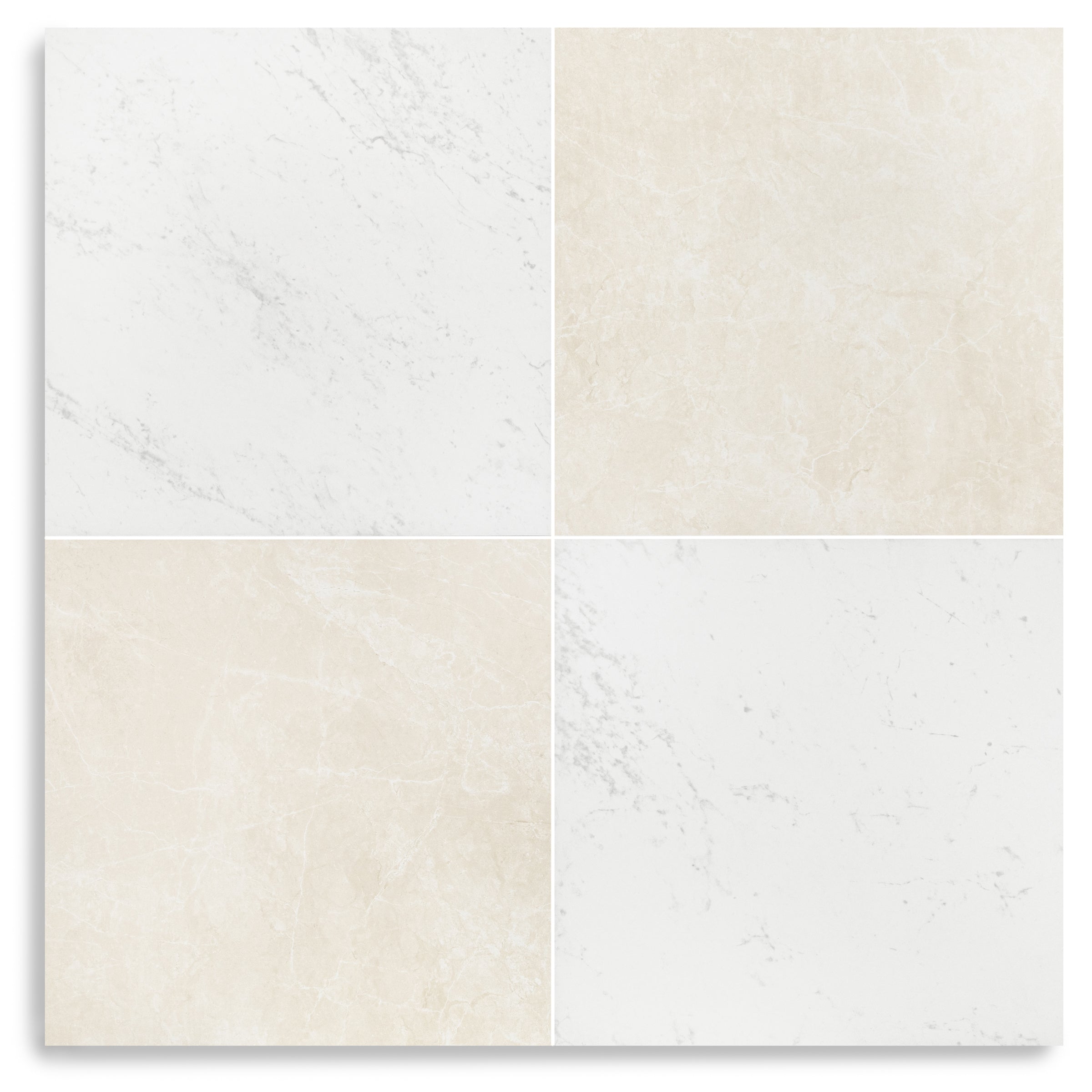 Classico Matte Marble Look Porcelain Checkerboard in beige and white tones from Large Format Tiles and Marble Editions Porcelain Tile collections