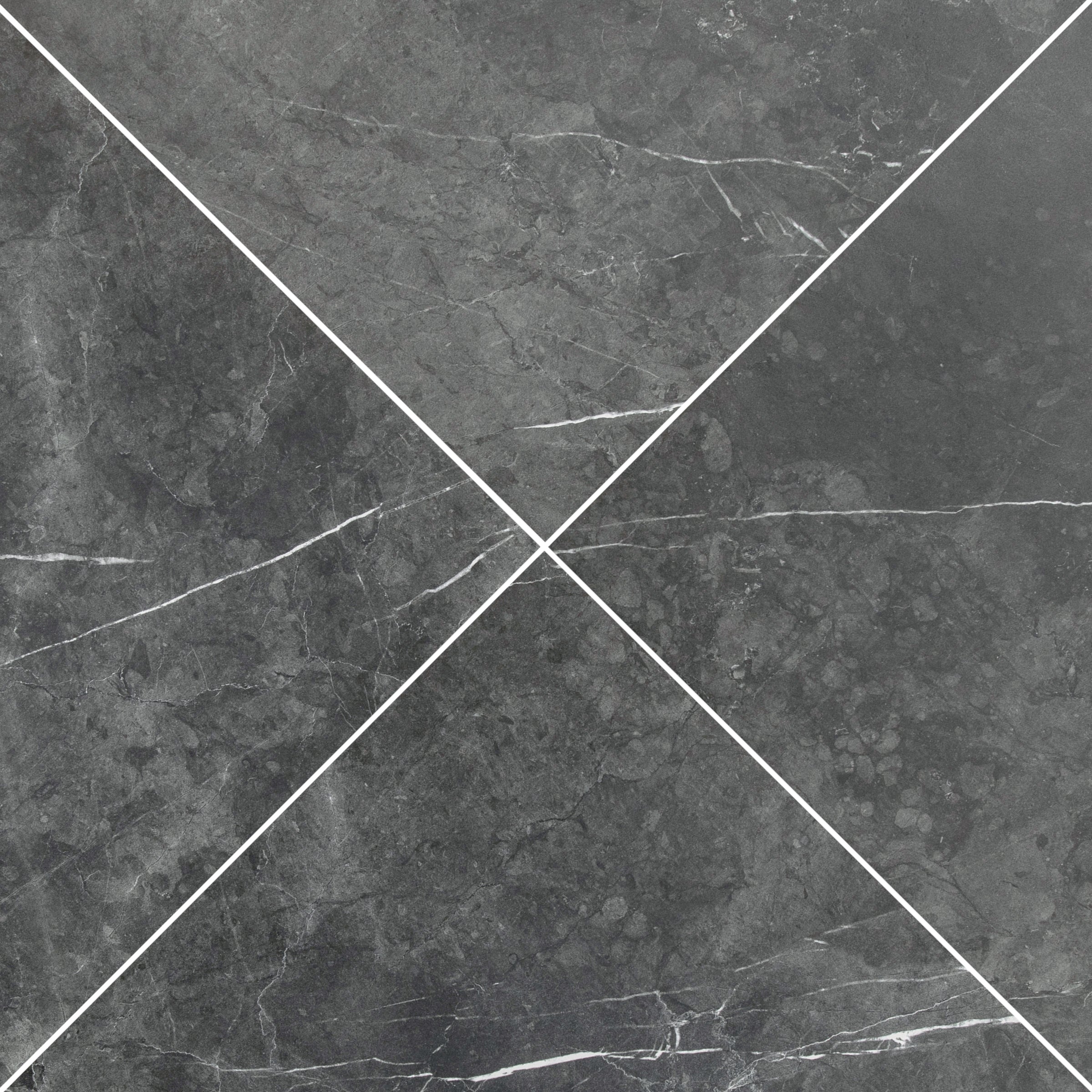 Large format dark gray ceramic tile with fine white veining and a natural stone texture for elegant flooring designs