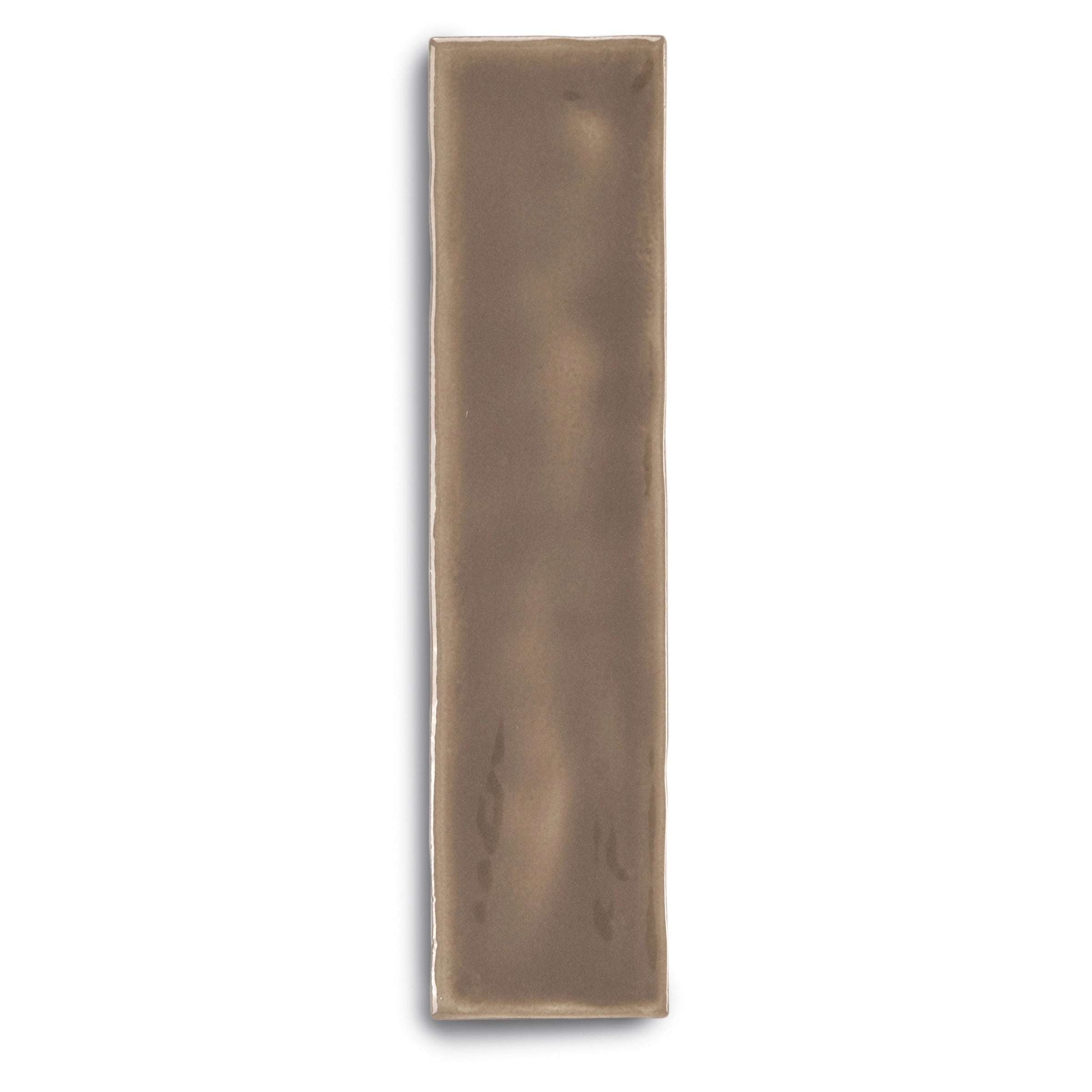 Umber Claywork 2x8 Ceramic Tile Sample in muted brown tone from Ceramic SAMPLES ONLY, globally sourced for your imagination