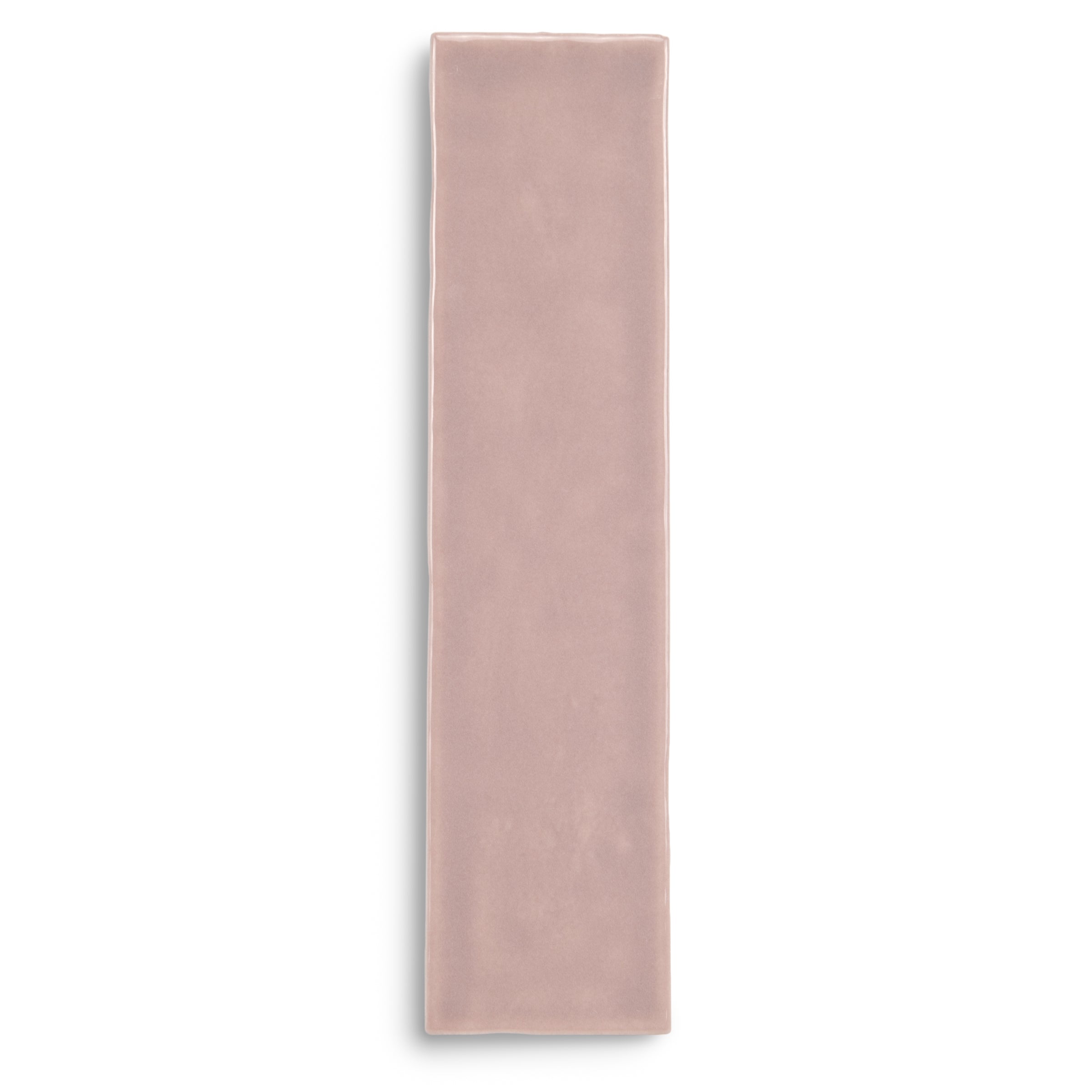 Vertical blush pink rectangular tile on a white background