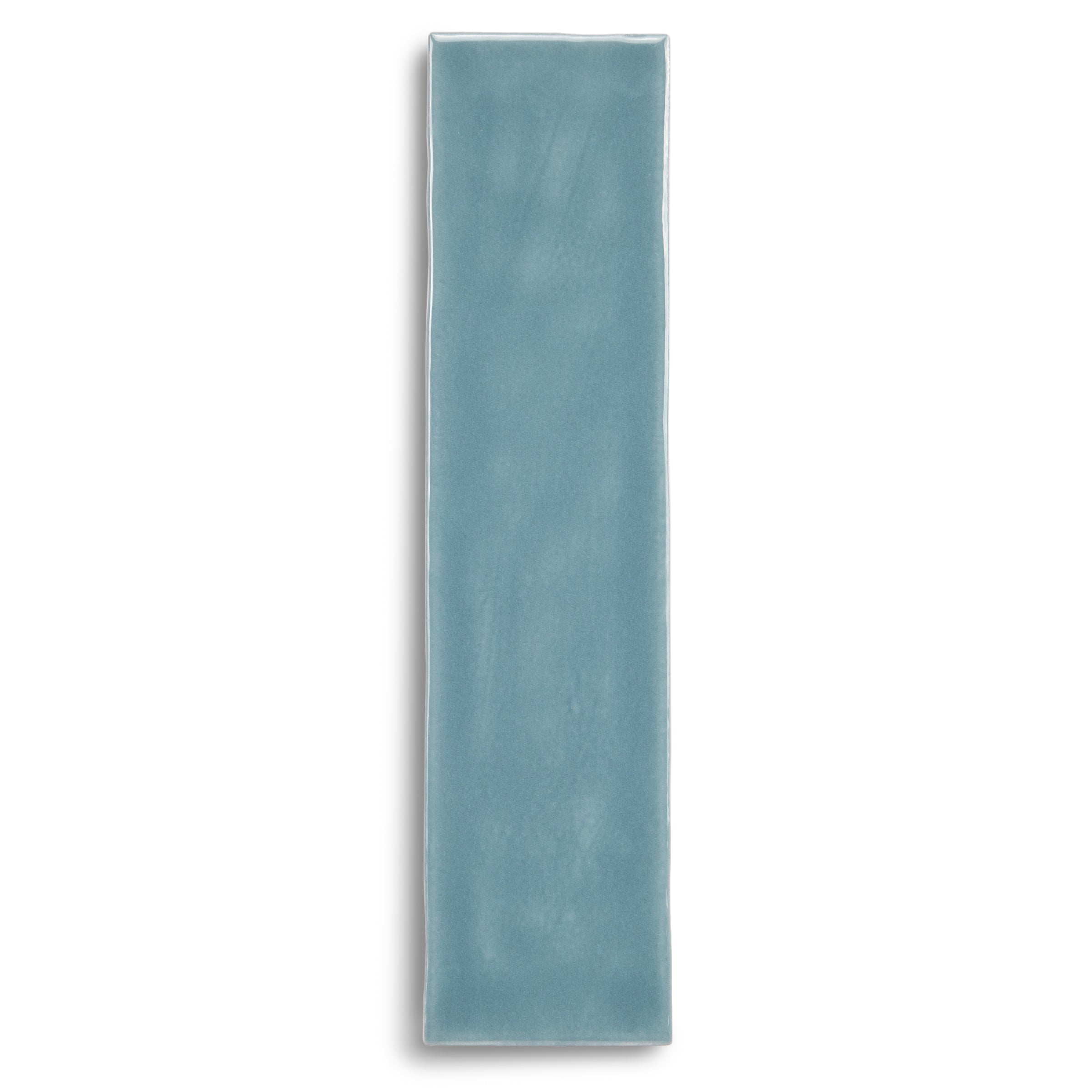 Long blue ceramic tile with a subtly textured glazed surface