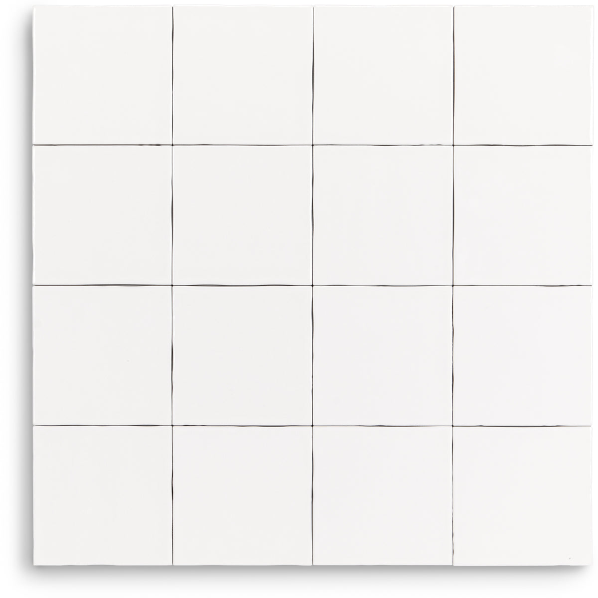 Claywork Glossy Ceramic Tile in white square grid pattern