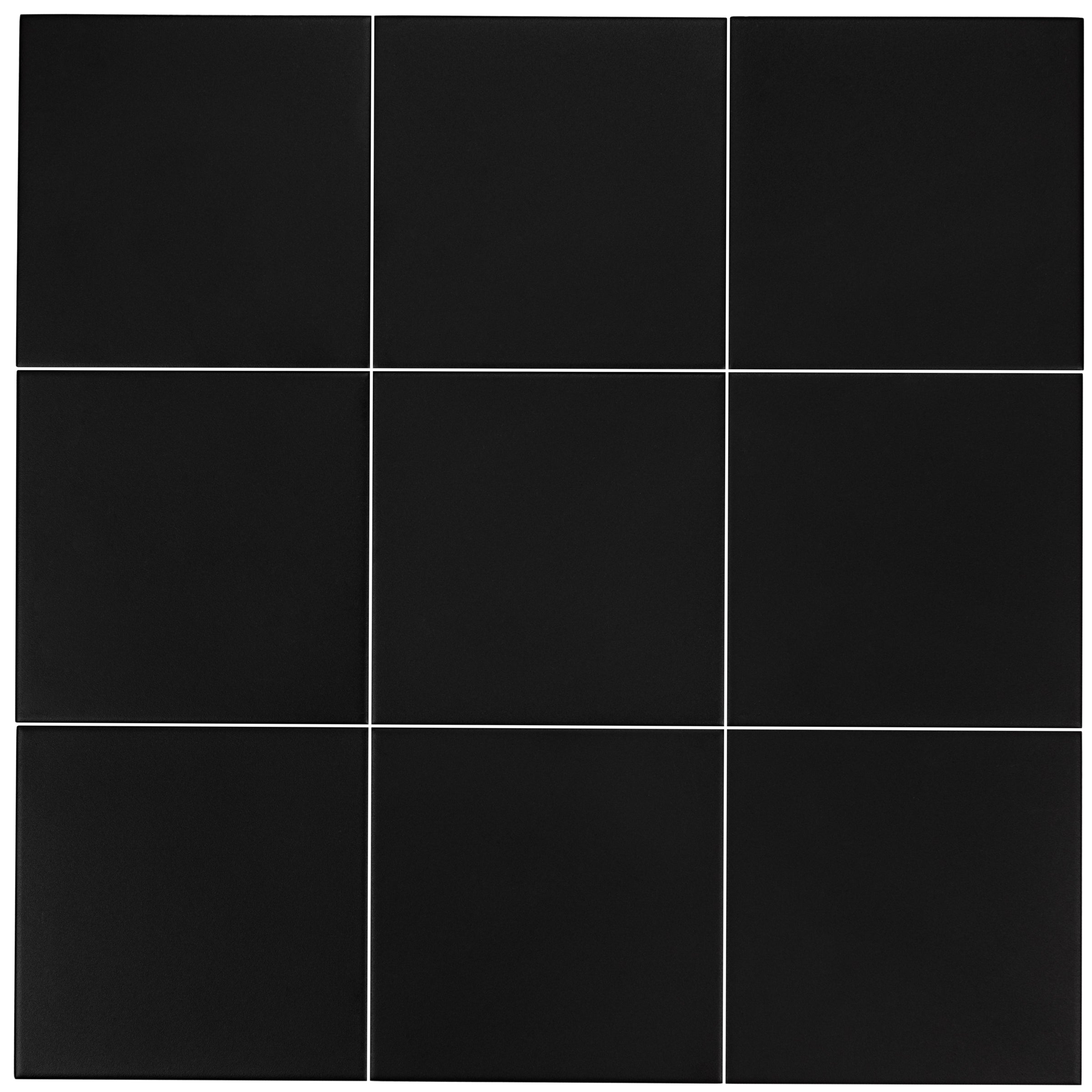 Colorblock Porcelain Tile in matte black with clean 6x6 grid from Small Format Tiles New Arrivals Porcelain collection