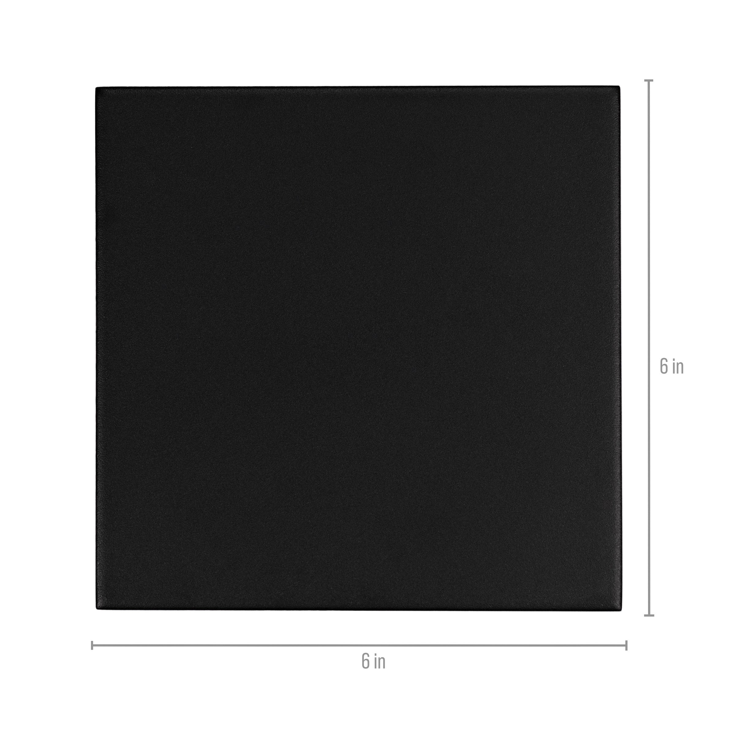 Square black ceramic tile with smooth matte finish and clean edges ideal for contemporary flooring or wall designs