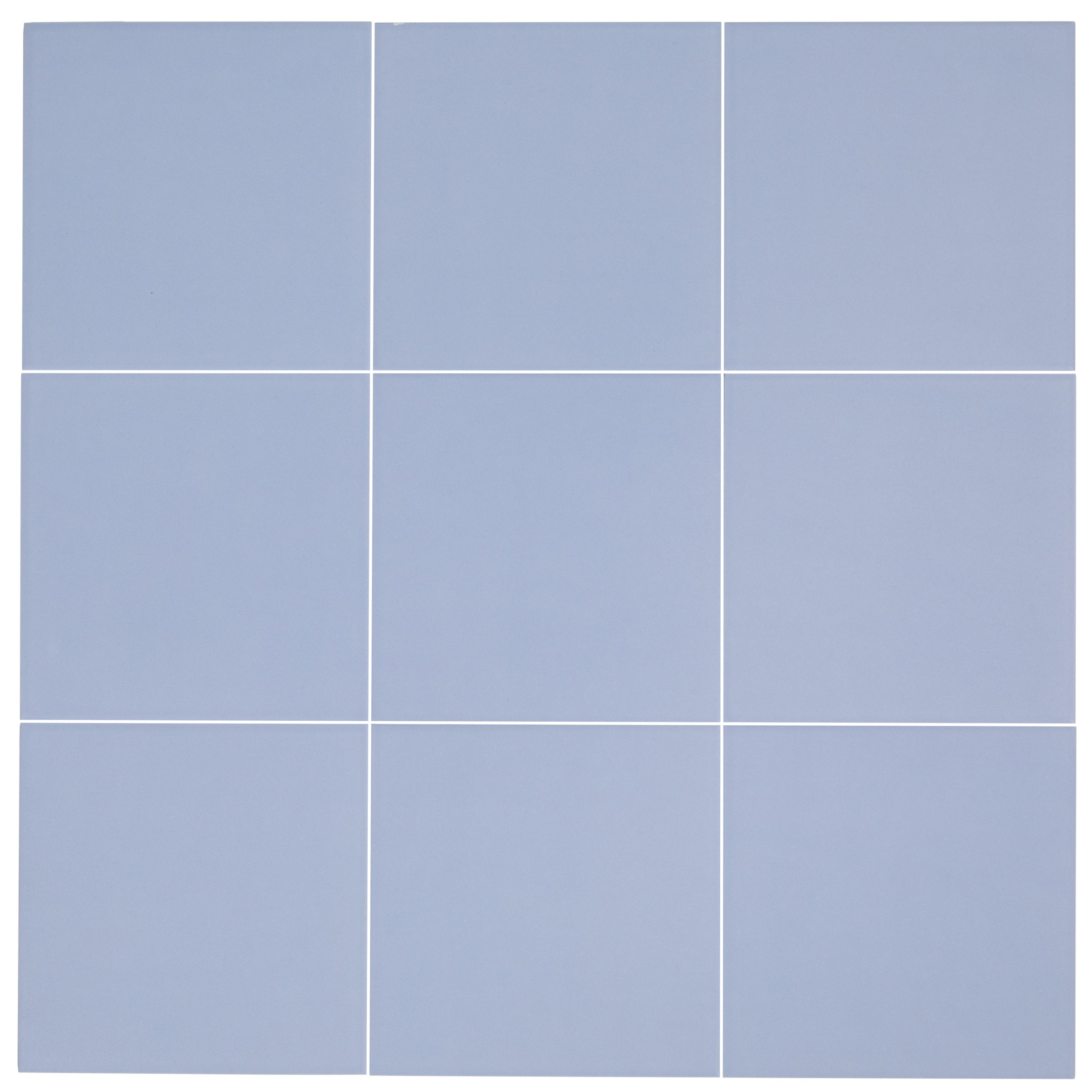 Colorblock Porcelain Tile in matte sky blue with clean 3x3 grid from Small Format Tiles New Arrivals collection