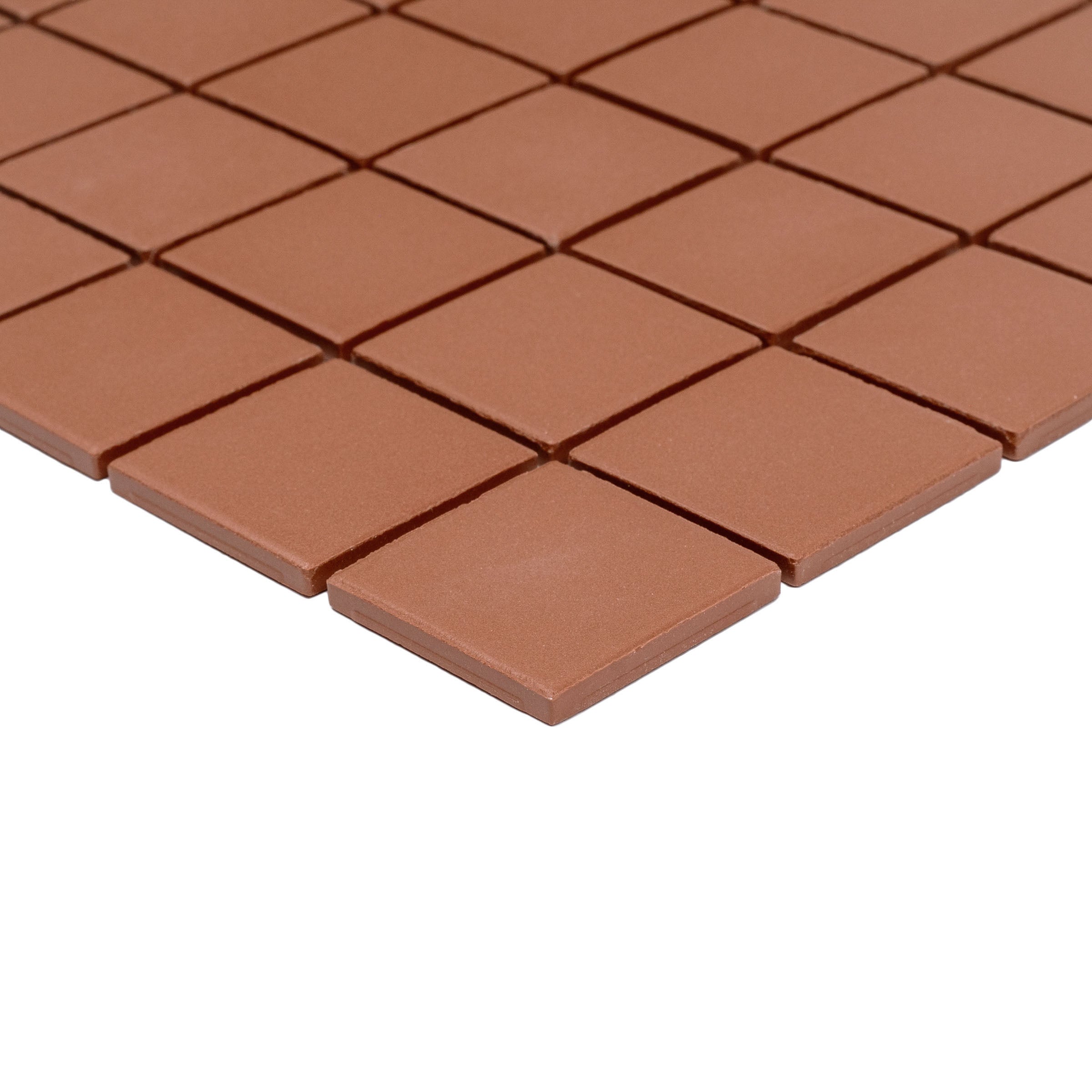 Cotto 2x2 Full Body Porcelain Mosaic Tile Sample in warm terracotta color from Porcelain mosaic collection SAMPLES ONLY