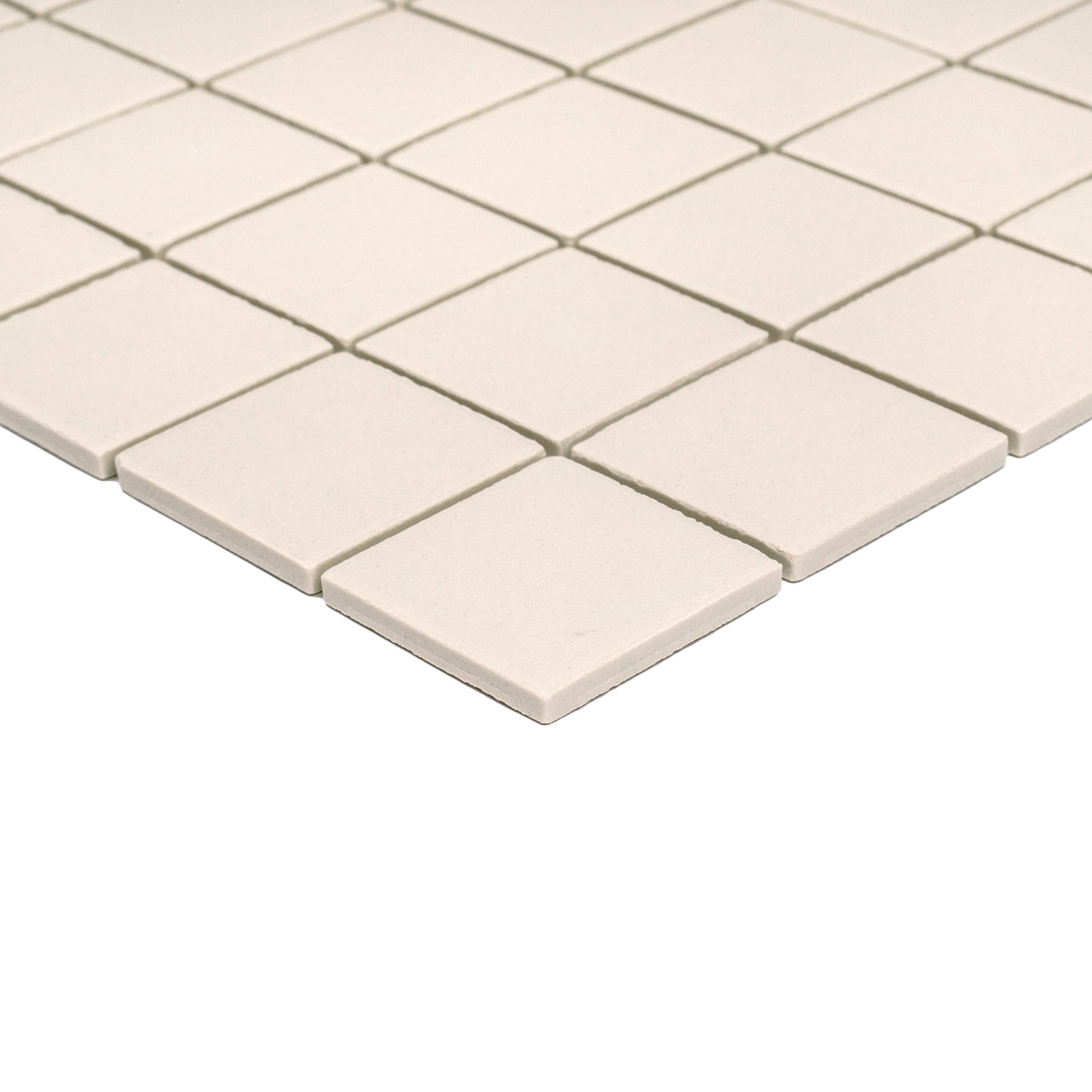 Cream 2x2 Full Body Porcelain Mosaic Tile Sample in neutral cream, Porcelain Large Format mosaic from Reno Source collections.