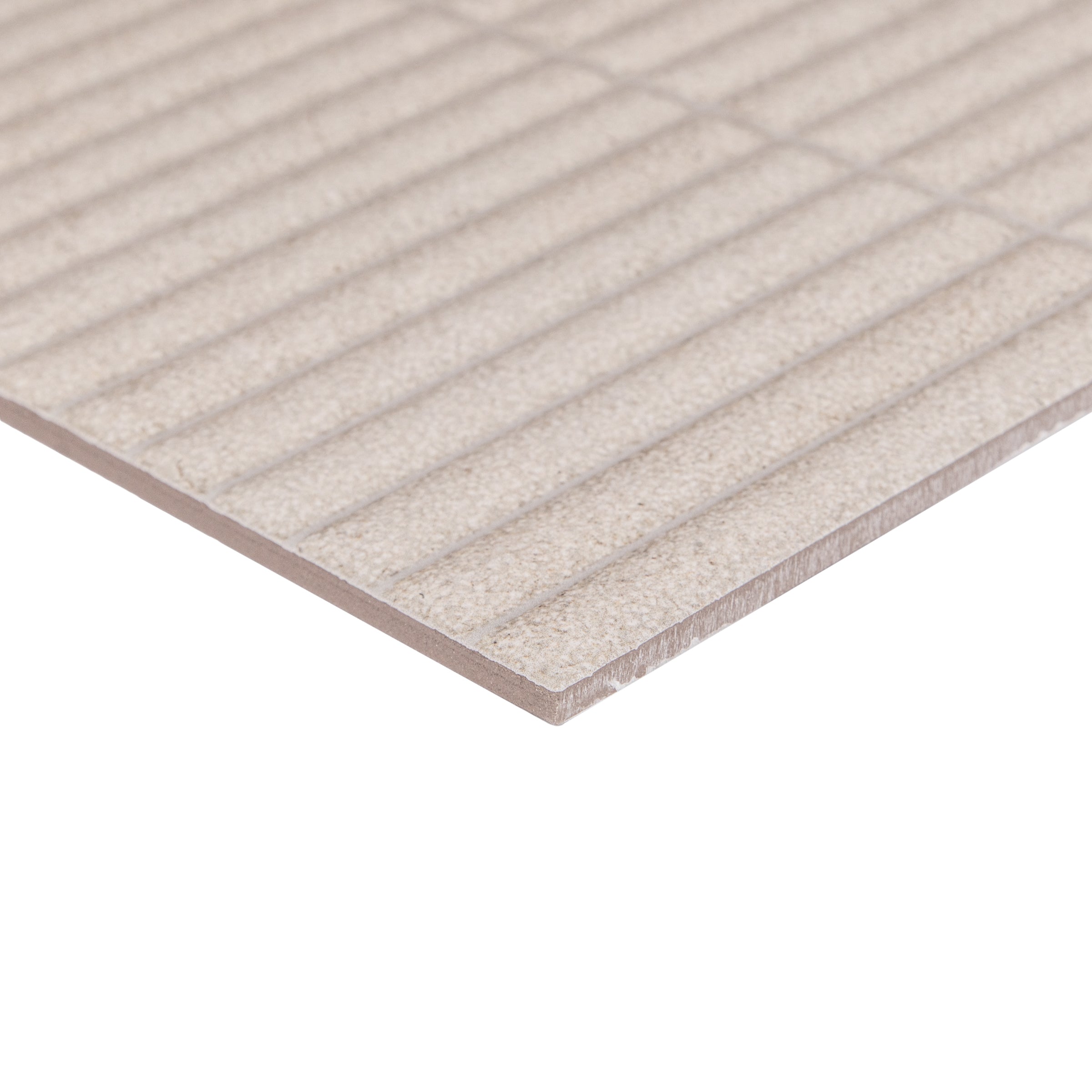 Pearl Deco Limestone Look Porcelain Tile Sample showing textured surface from Porcelain collection by Reno Source