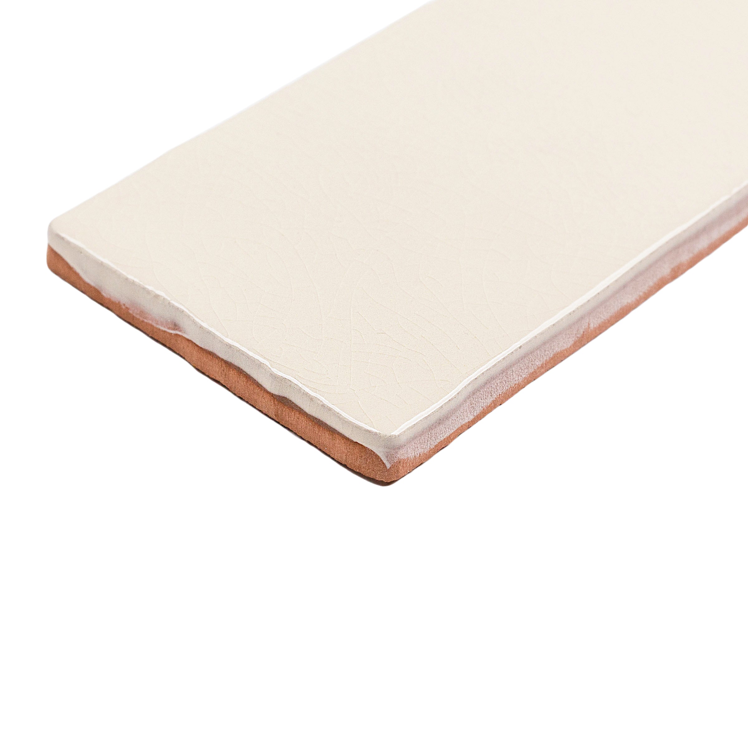 Dark White 3x12 Glossy Ceramic Tile in beige ceramic with a warm gloss and subtle handmade edge texture from Seville collection