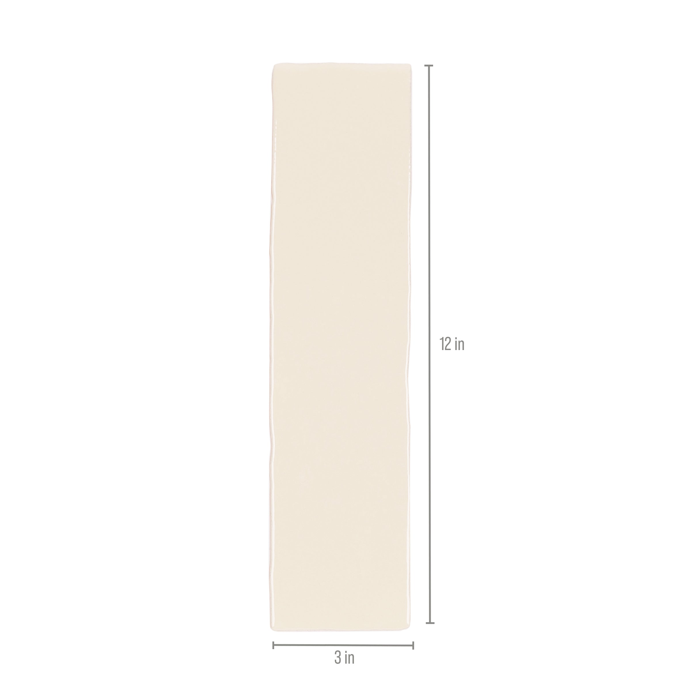 Dark White 3x12 Glossy Ceramic Tile in beige ceramic with warm gloss and slight surface undulations from Seville Glossy Ceramic Tiles