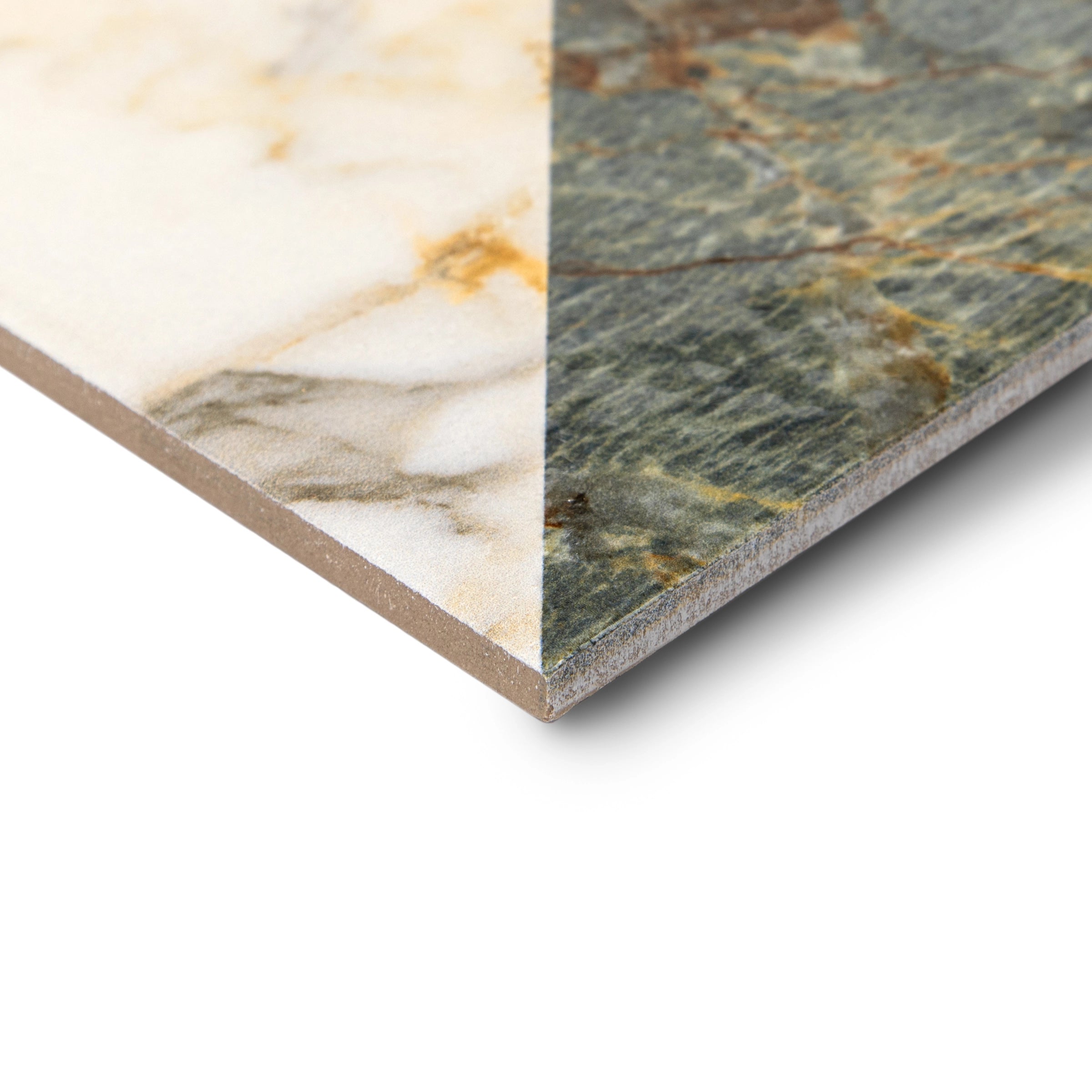 Terrazza Amazzonite Marble Look Matte Porcelain Tile Sample showing two-tone marble effect from the Porcelain SAMPLES ONLY collection