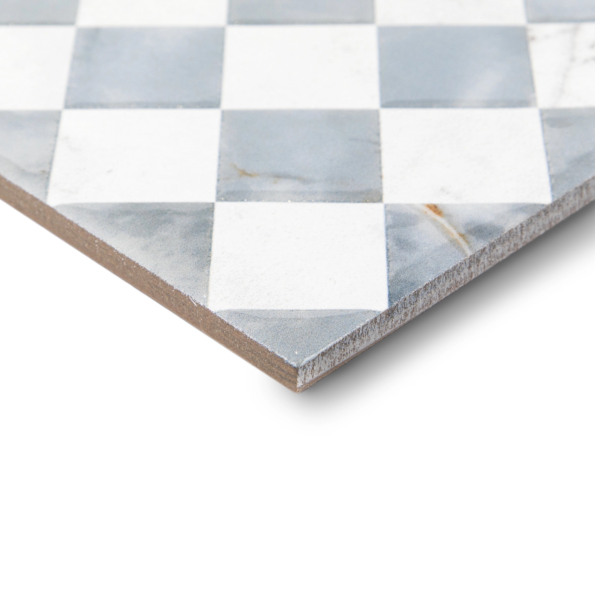 Botanica Statuario Marble Look Matte Porcelain Tile in checkered gray and white from Porcelain New Arrivals collection