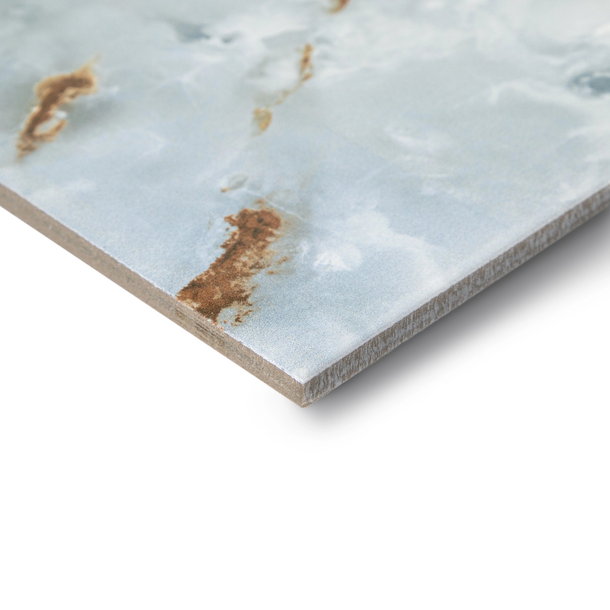Villa Blue Onyx Matte Marble Look Porcelain Tile Sample with natural blue and brown veining from the Porcelain SAMPLES ONLY collection