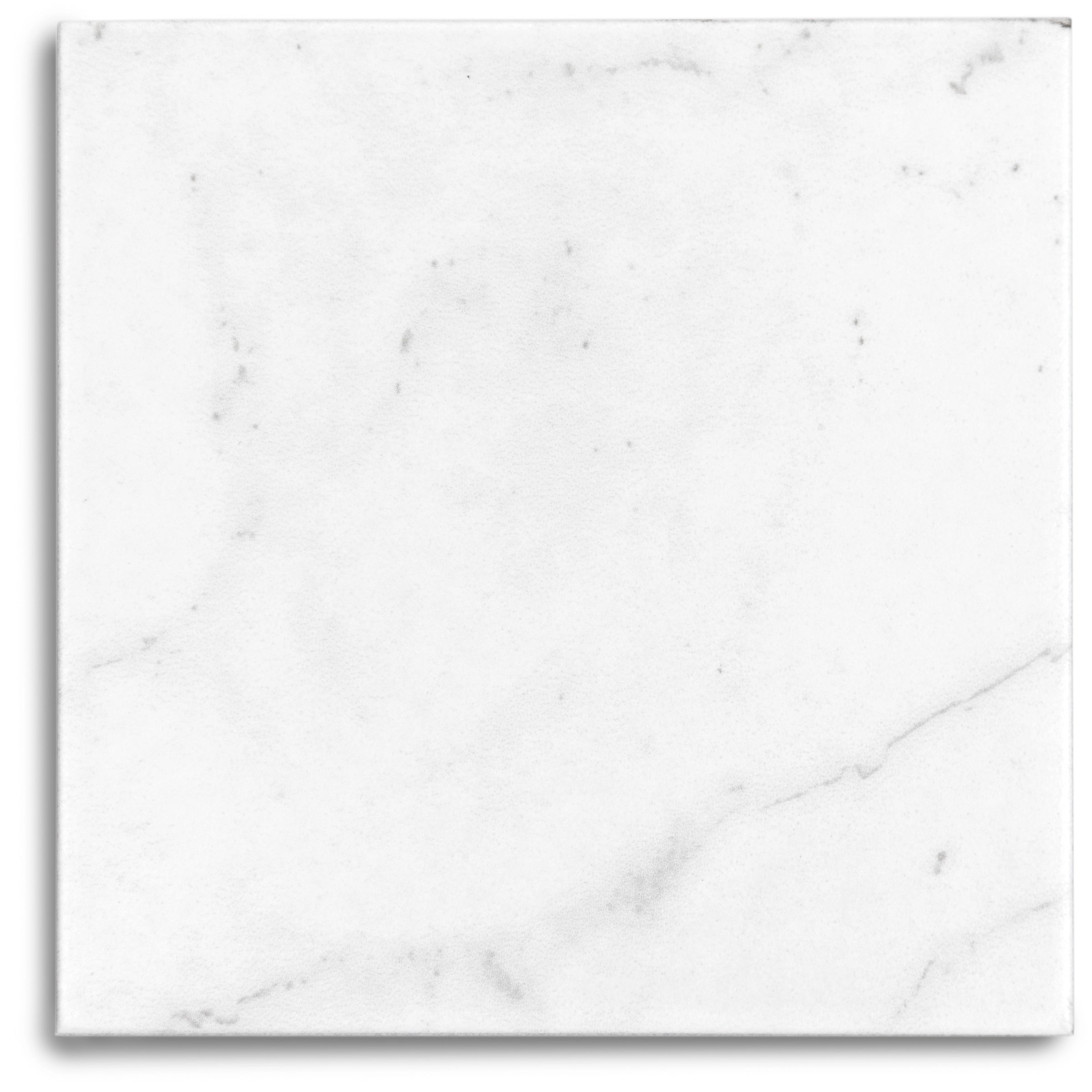 Square porcelain tile with subtle gray veining on a smooth white marble-inspired surface for elegant flooring design